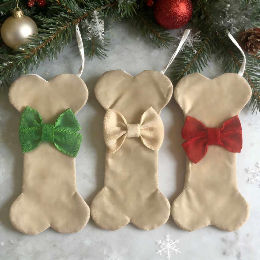 Burlap Dog Bone Christmas Stocking