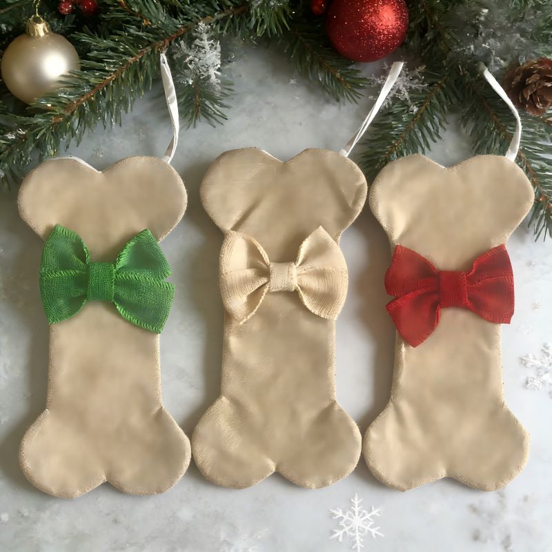 Burlap Dog Bone Christmas Stocking