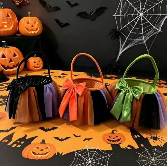 Halloween Treat Basket with Tulle skirt