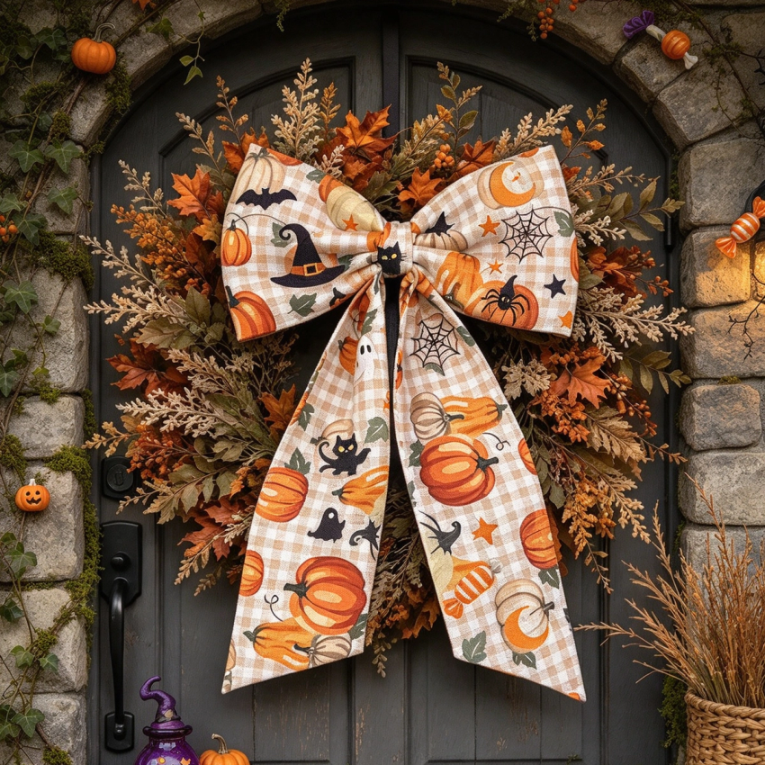 Halloween Wreath Sash Bow