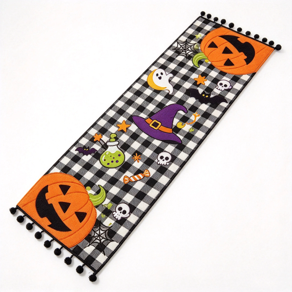 Buffalo Plaid Halloween Table Runner