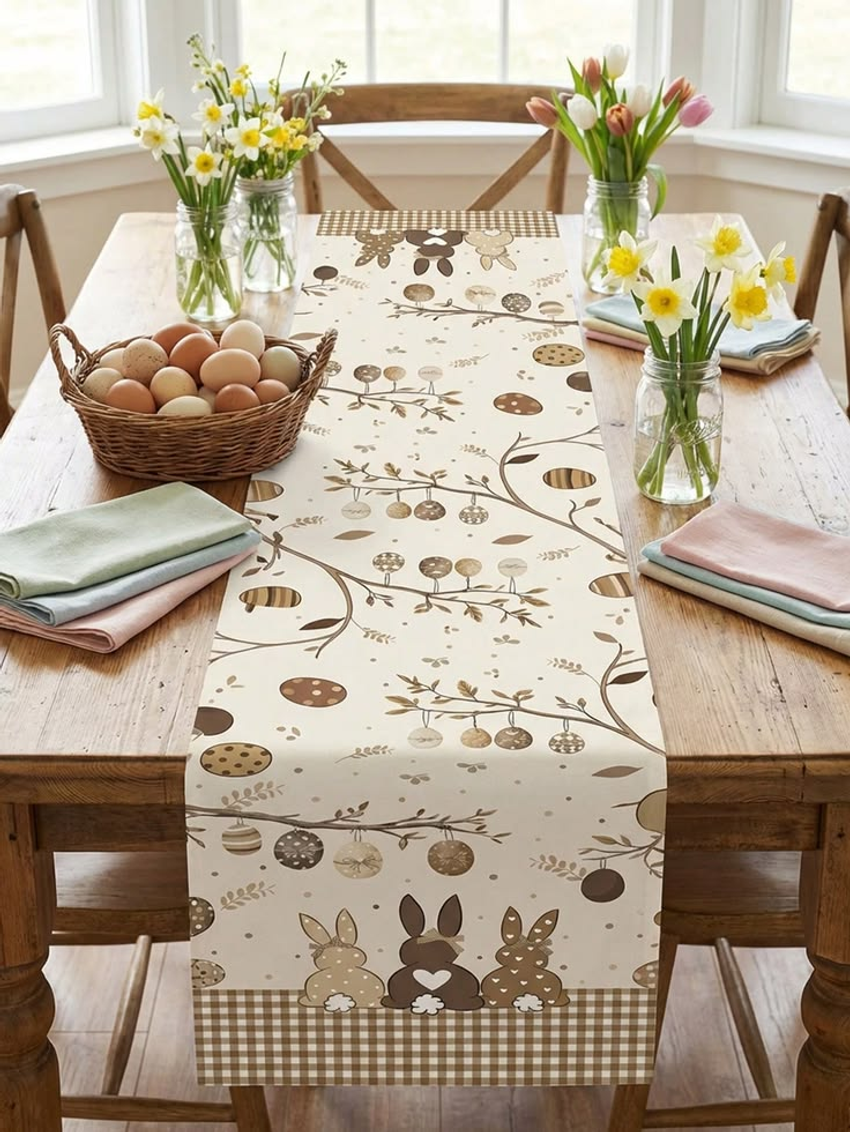 Cotton Linen Easter Table Runner