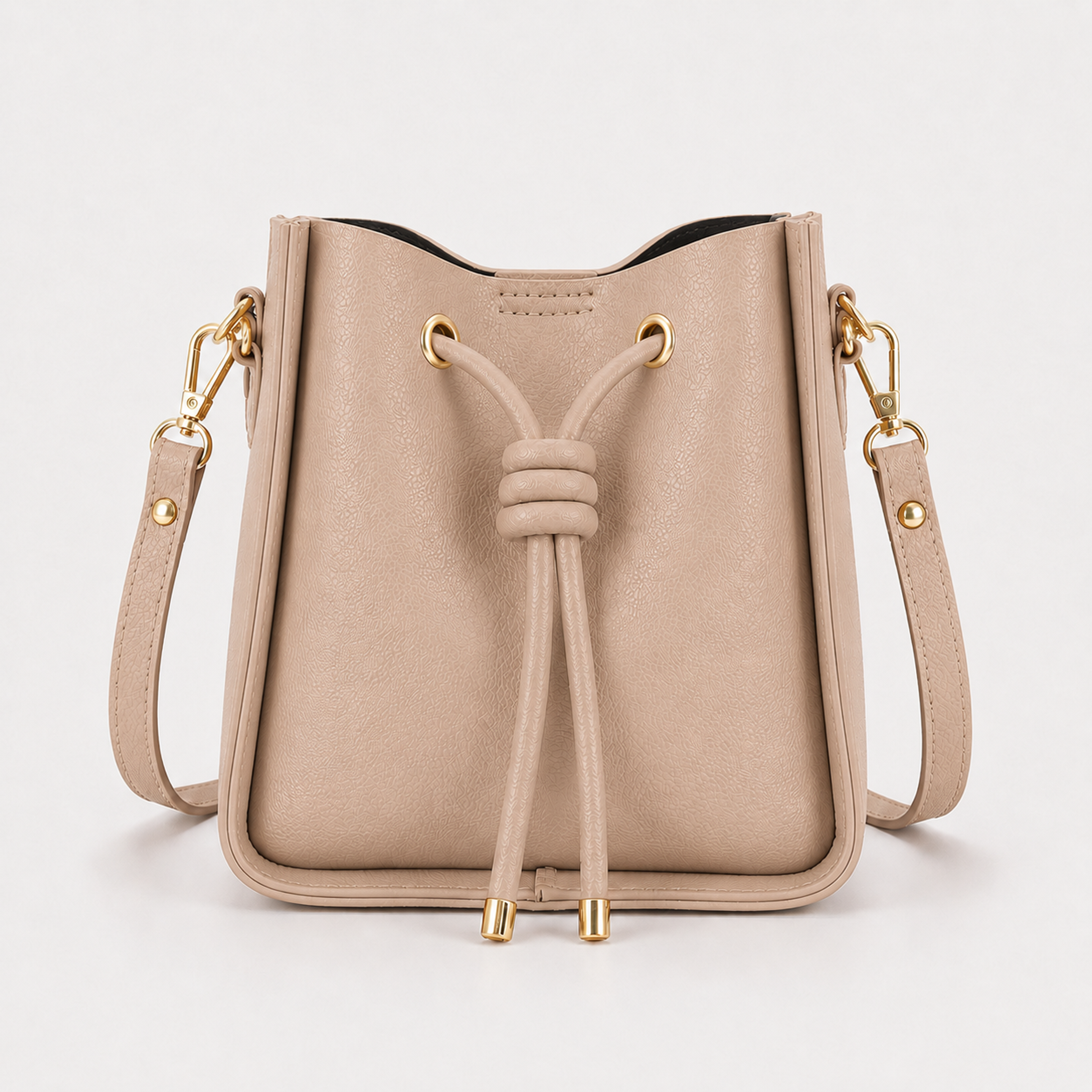 Drawstring Bucket Tote – Khaki