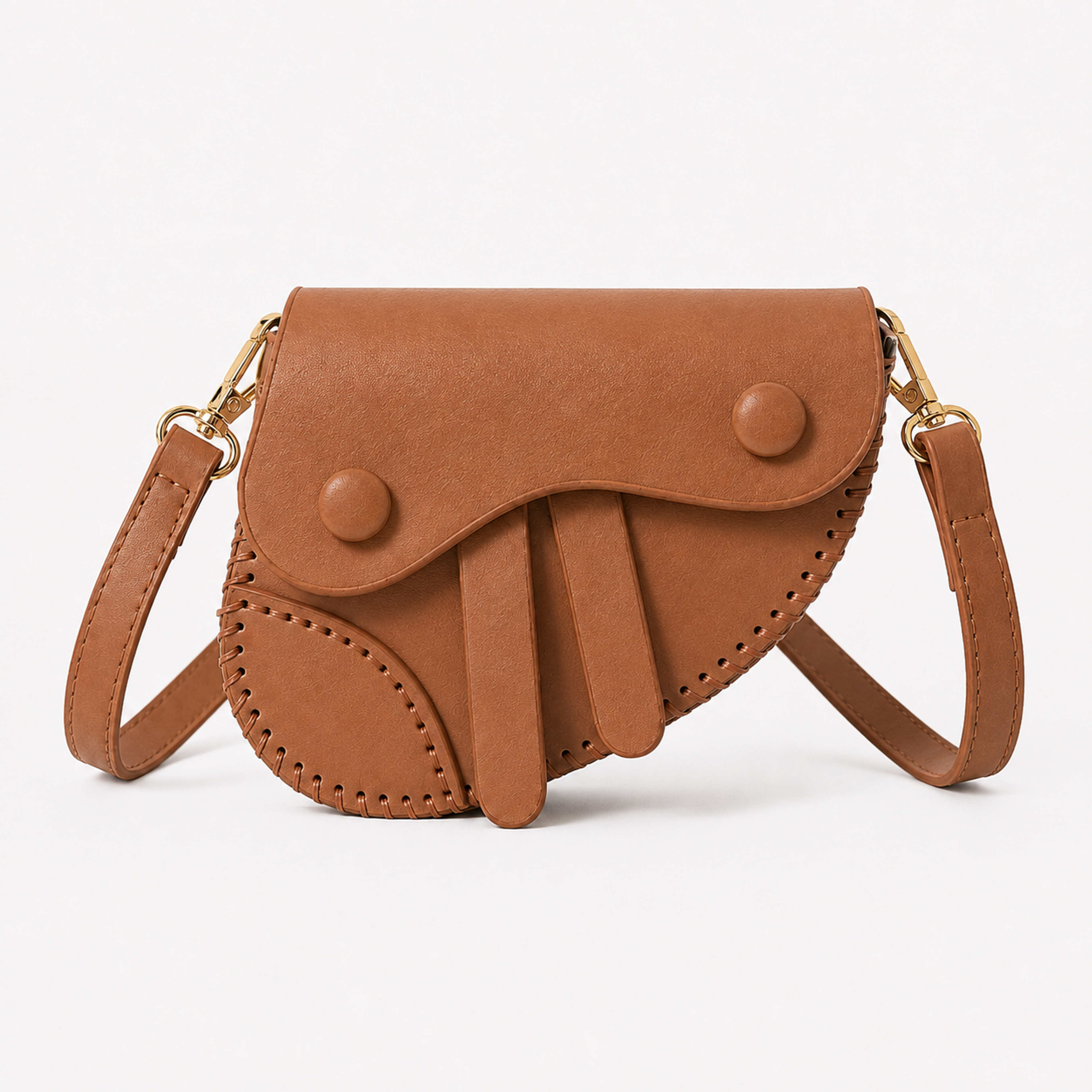 Scalloped Flap Mini Satchel – Brown