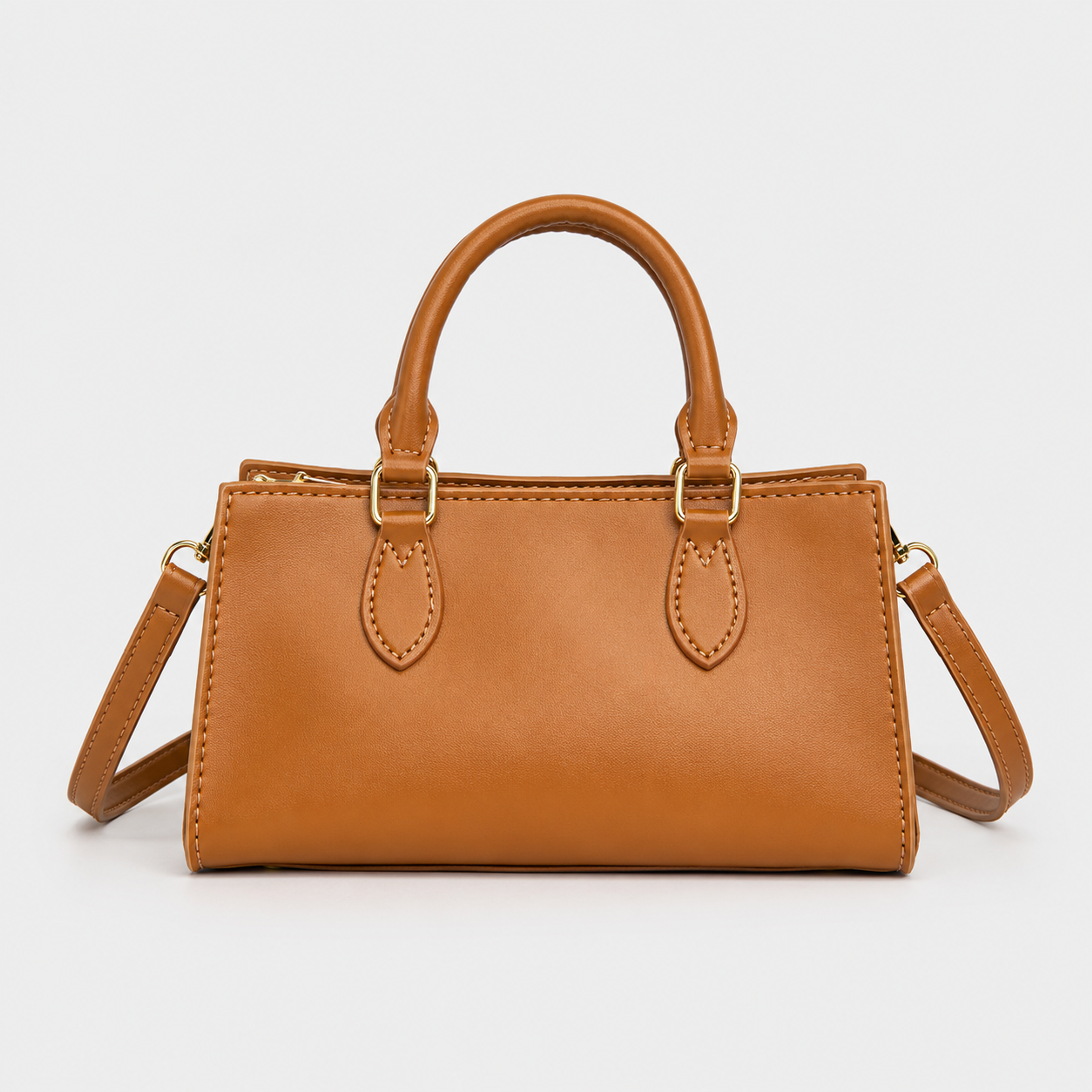 Structured Handle Mini Satchel – Tan