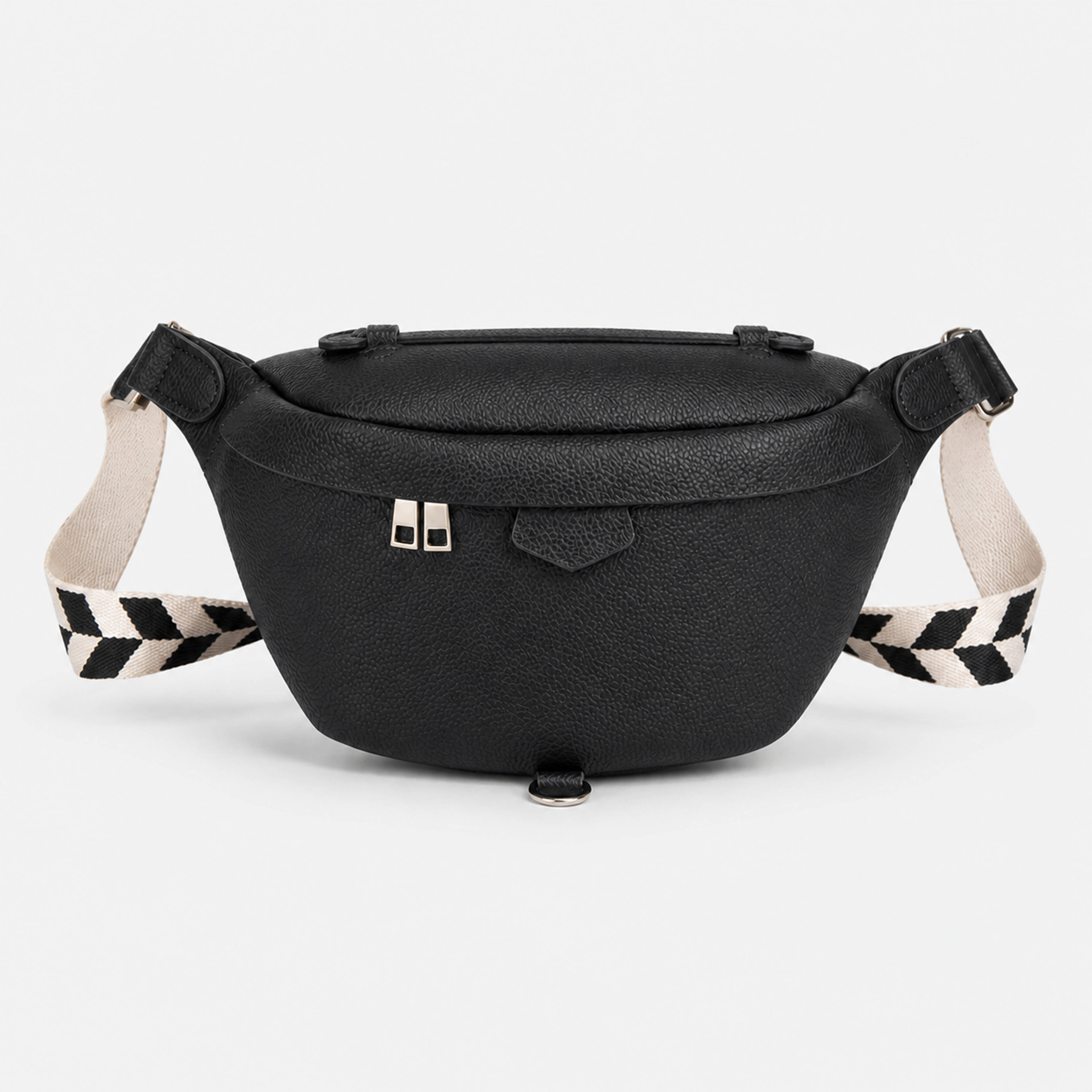Chevron Strap Belt Bag – Black