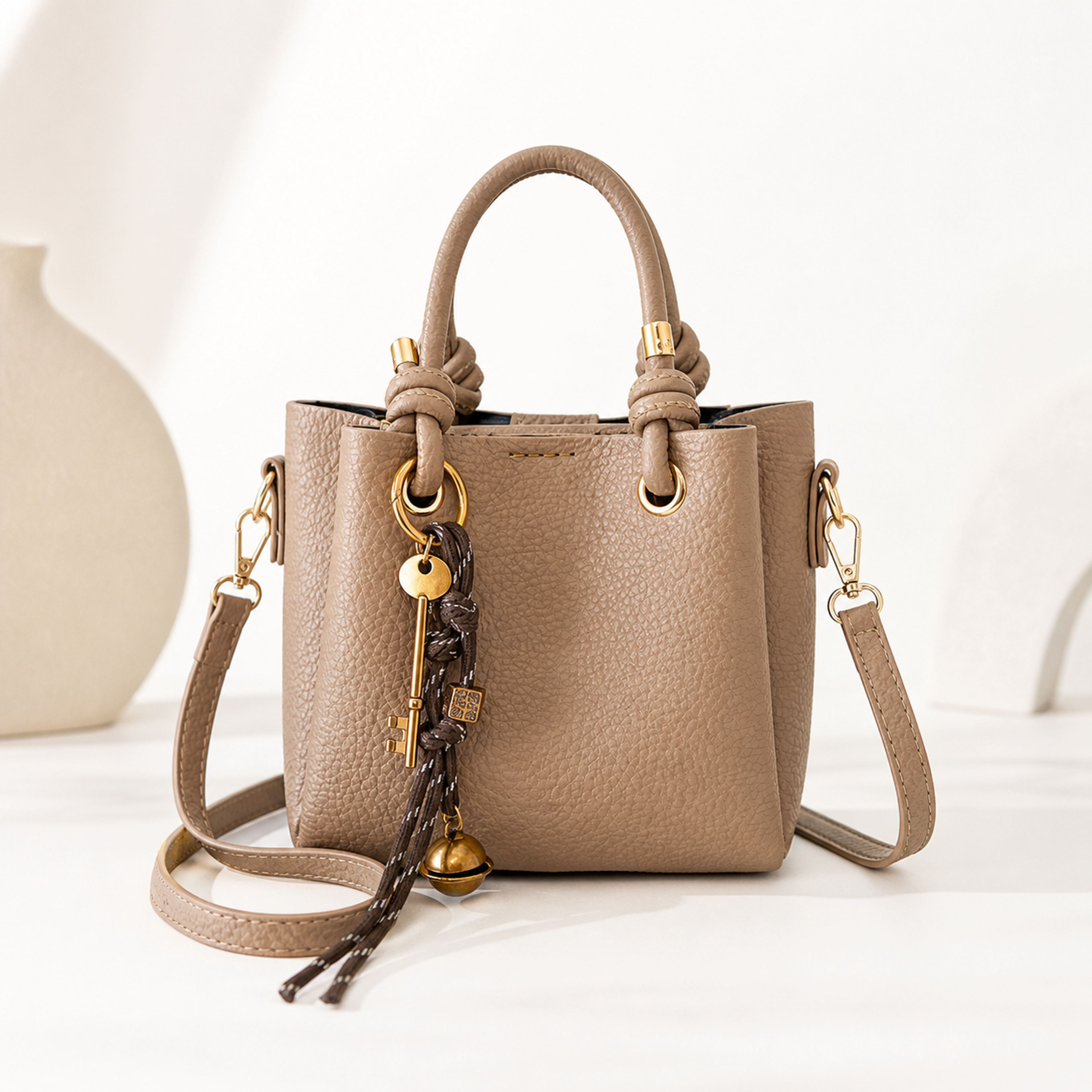 Knotted Charm Mini Tote – Khaki