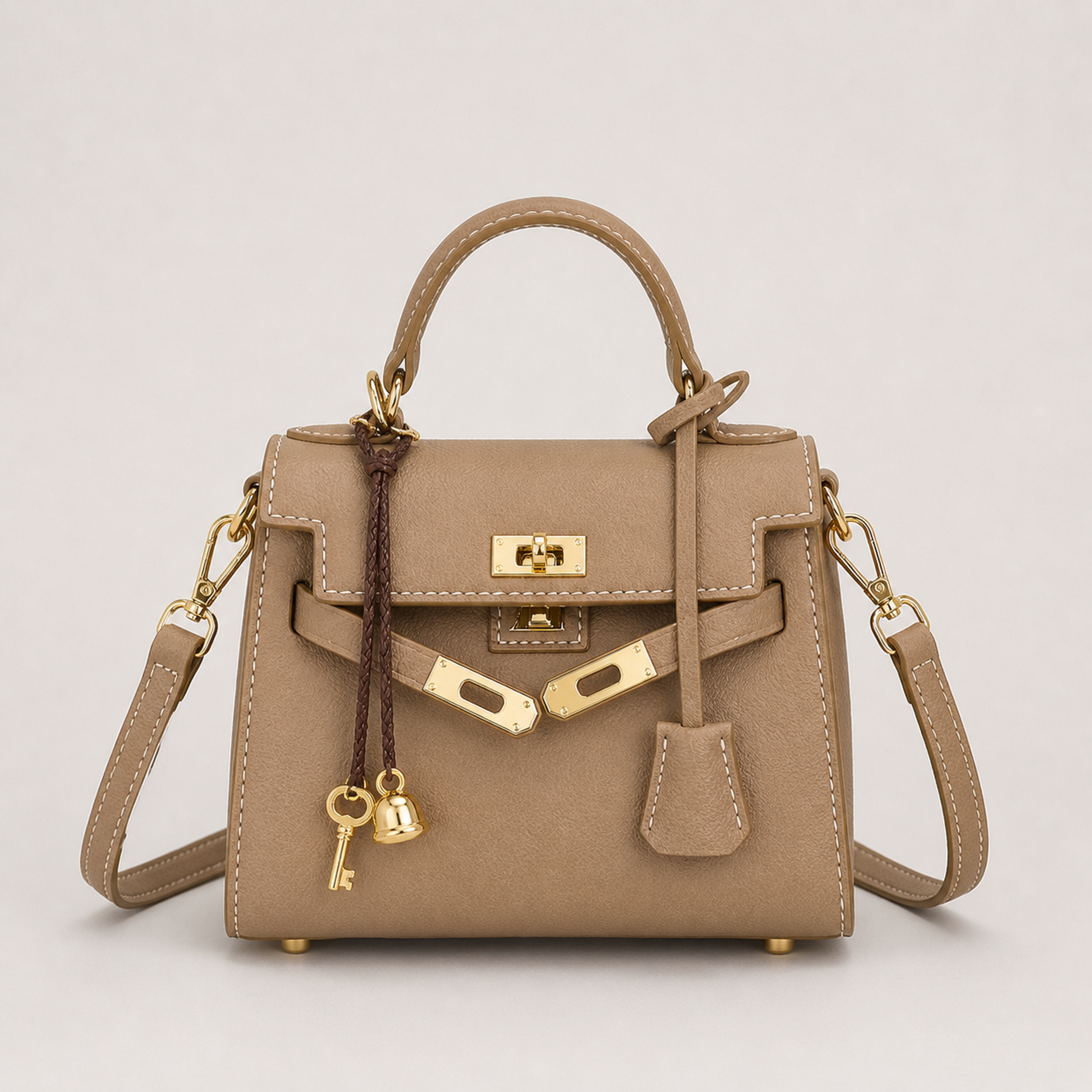 Lock Charm Mini Satchel – Khaki