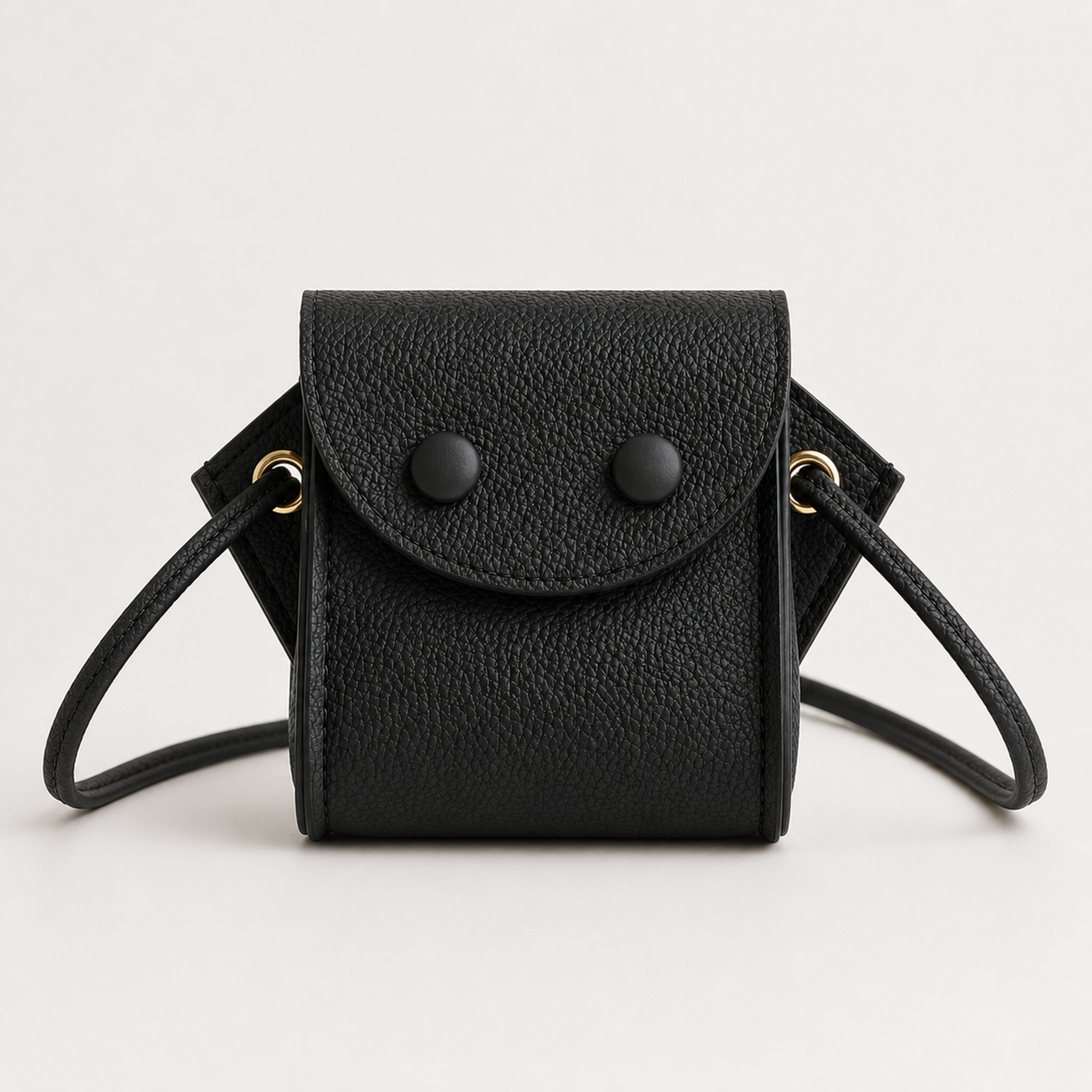 Twin Button Mini Crossbody – Black