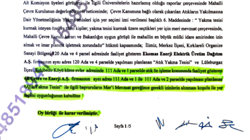 Yakma Tesisi Tartışması: Belediyenin İmzası Ortaya Çıktı!