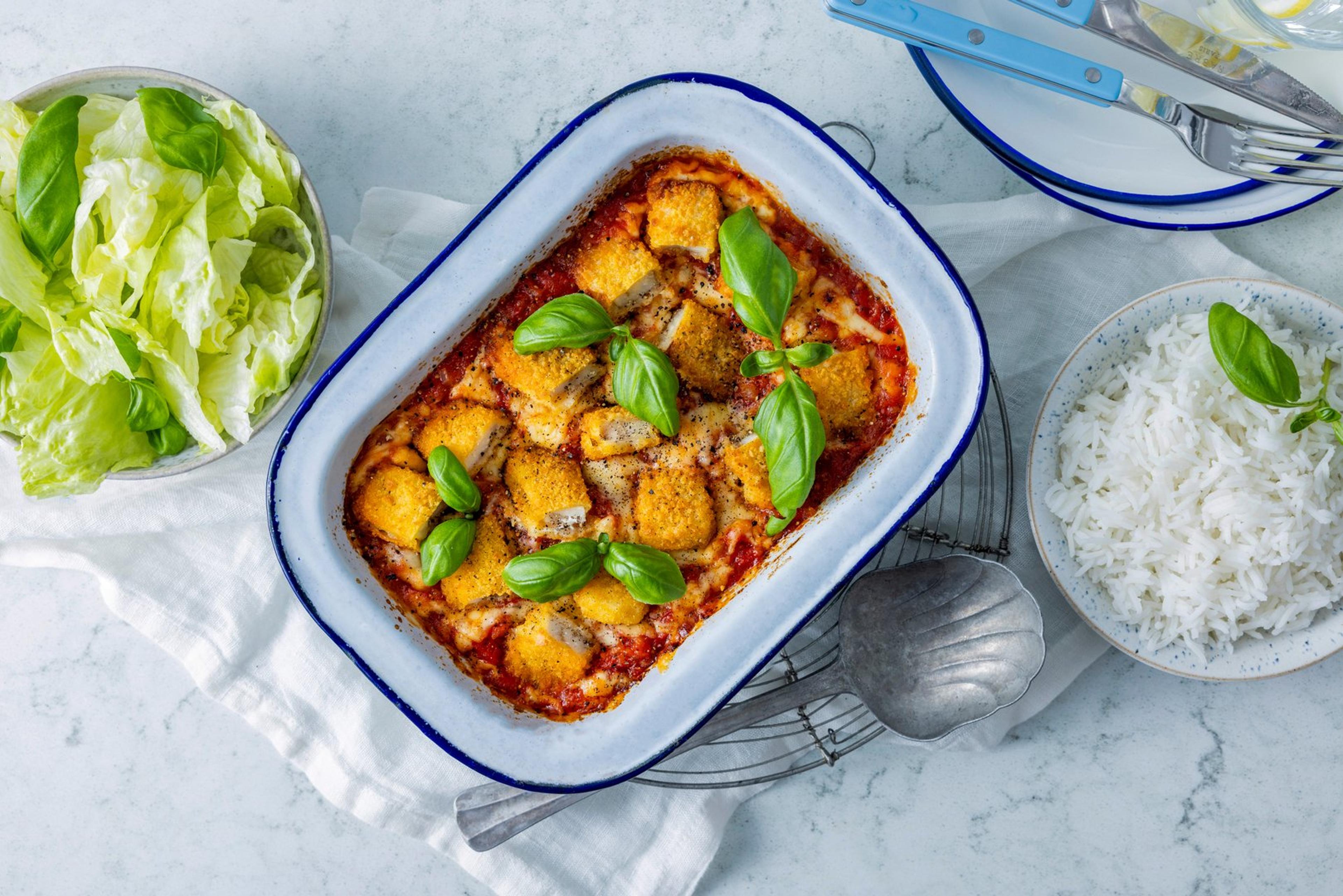 Fiskepinner med tomatsaus