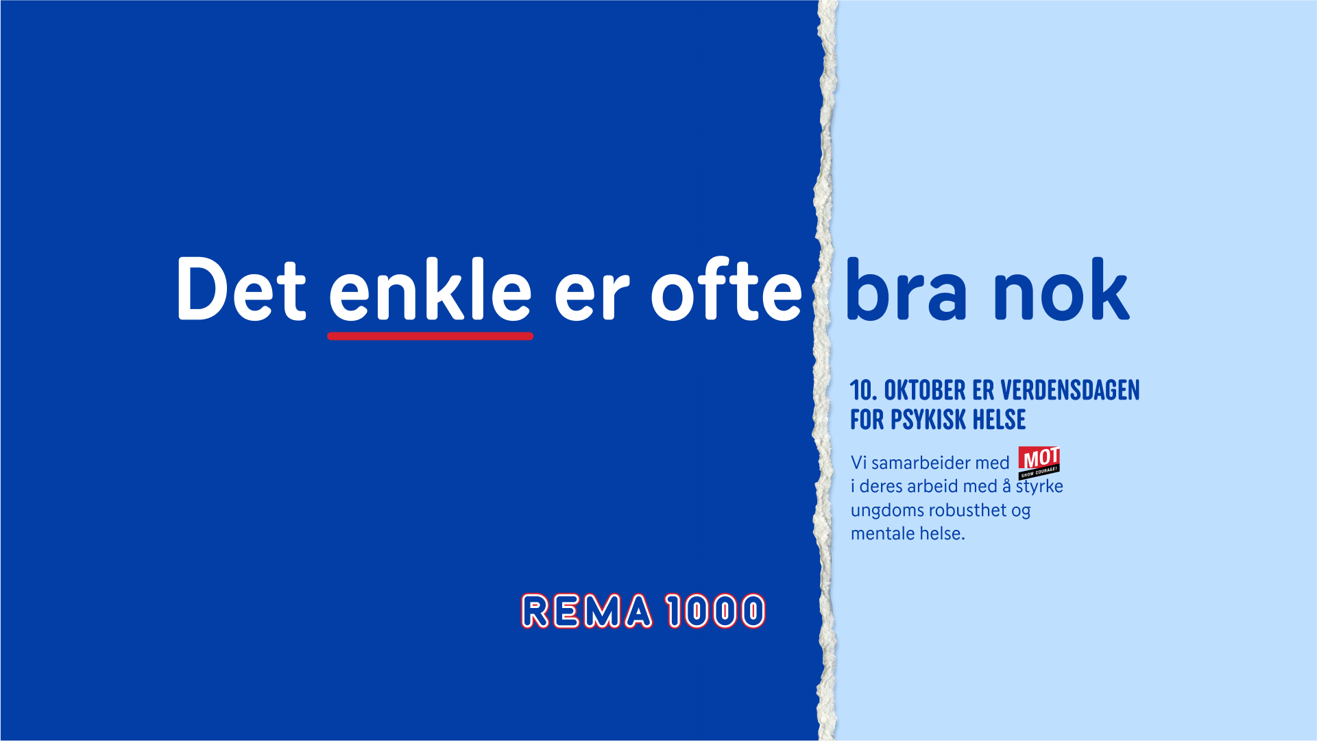 Det enkle er ofte bra nok. 10. oktober er verdensdagen for psykisk helse. Vi samarbeider med Mot i deres arbeid med å styrke ungdommens robusthet og mentale helse.