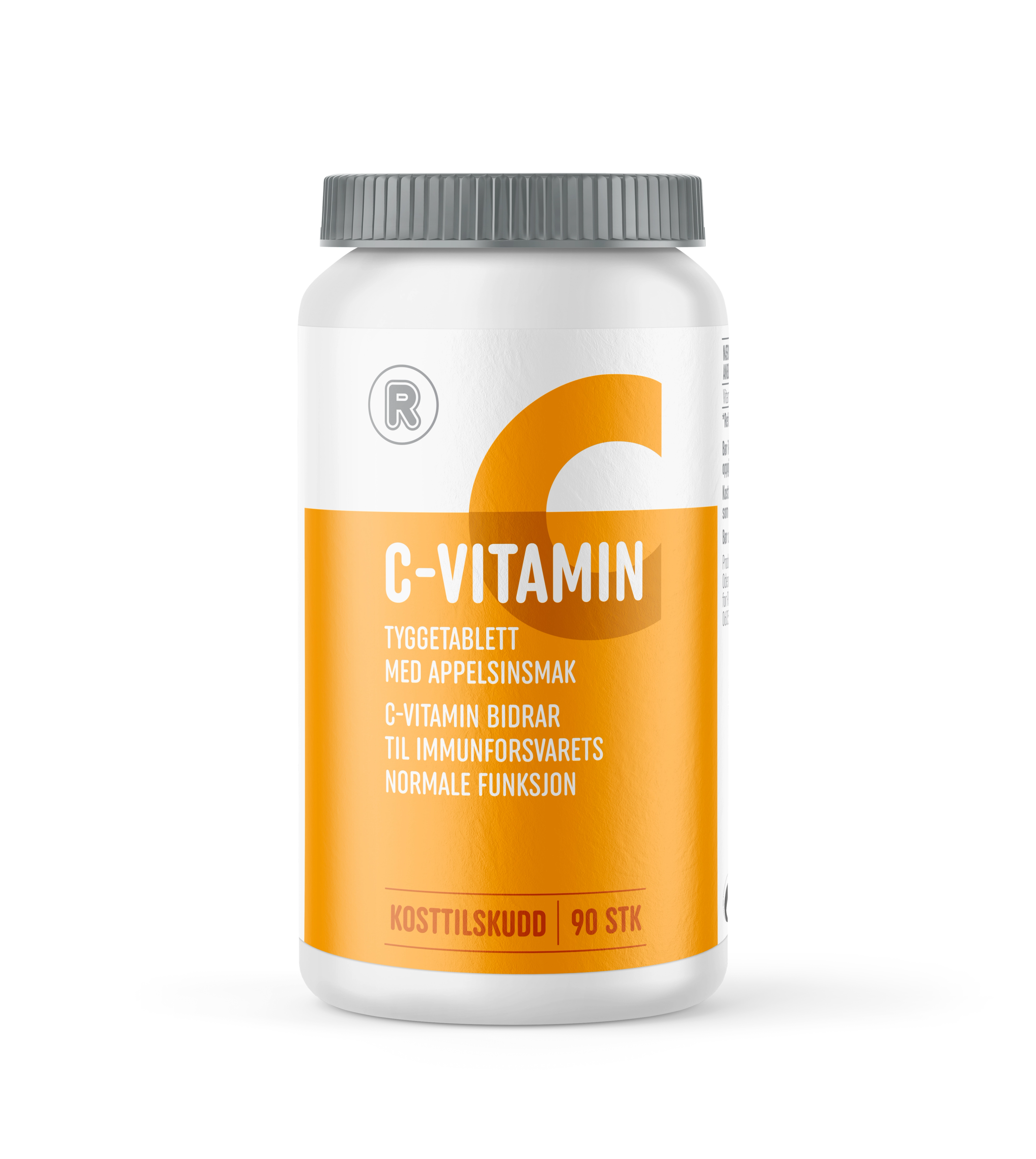 C-vitamin, tyggetabletter med appelsinsmak, C-vitamin bidrar til immunforsvarets normale funksjon