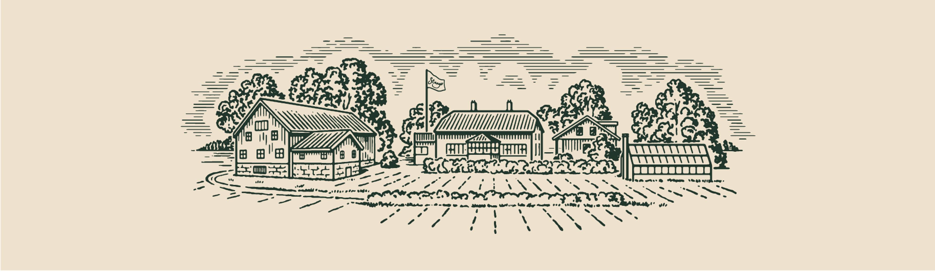 Tegning av en gård.