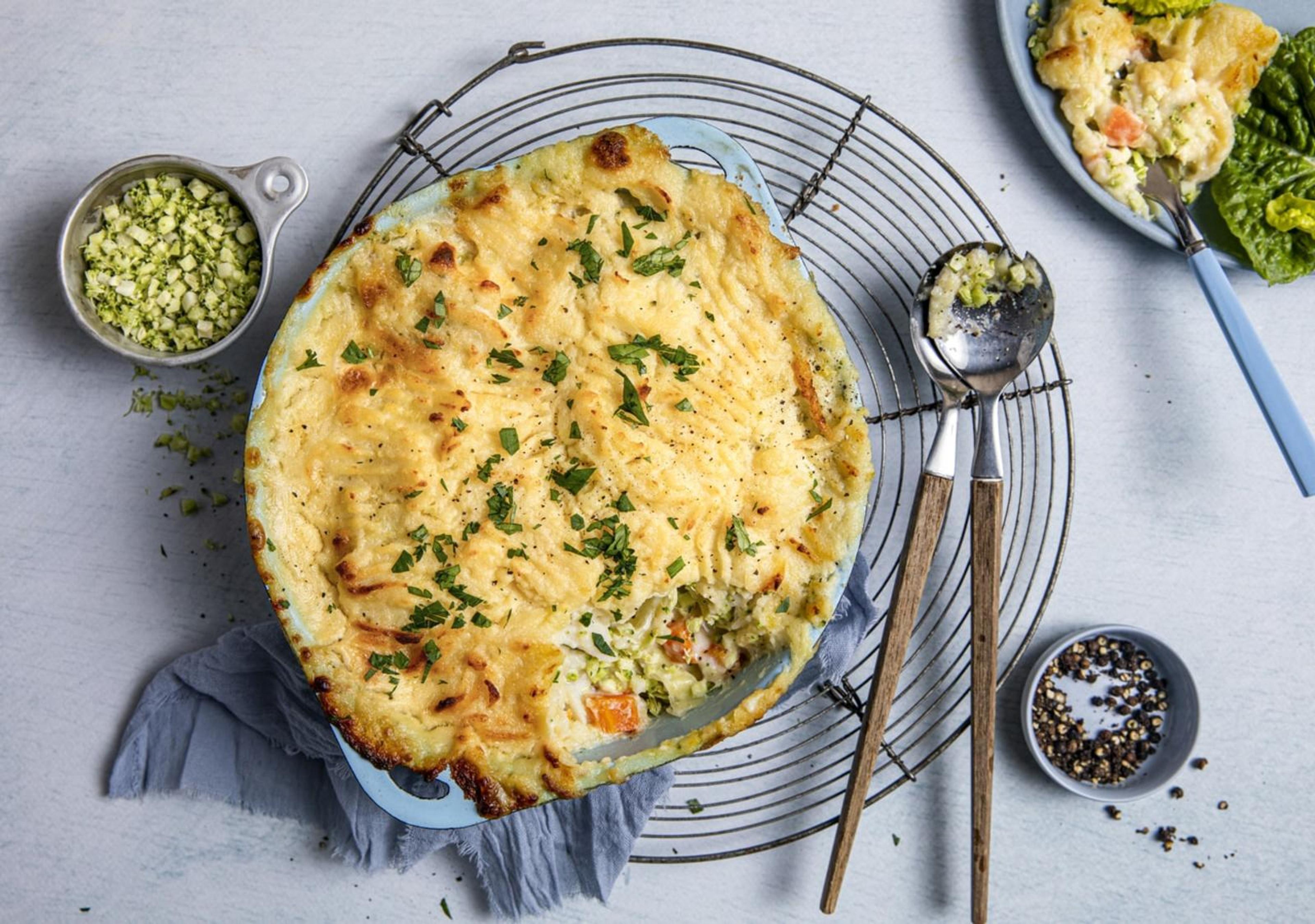 Fiskegrateng med blomkålris