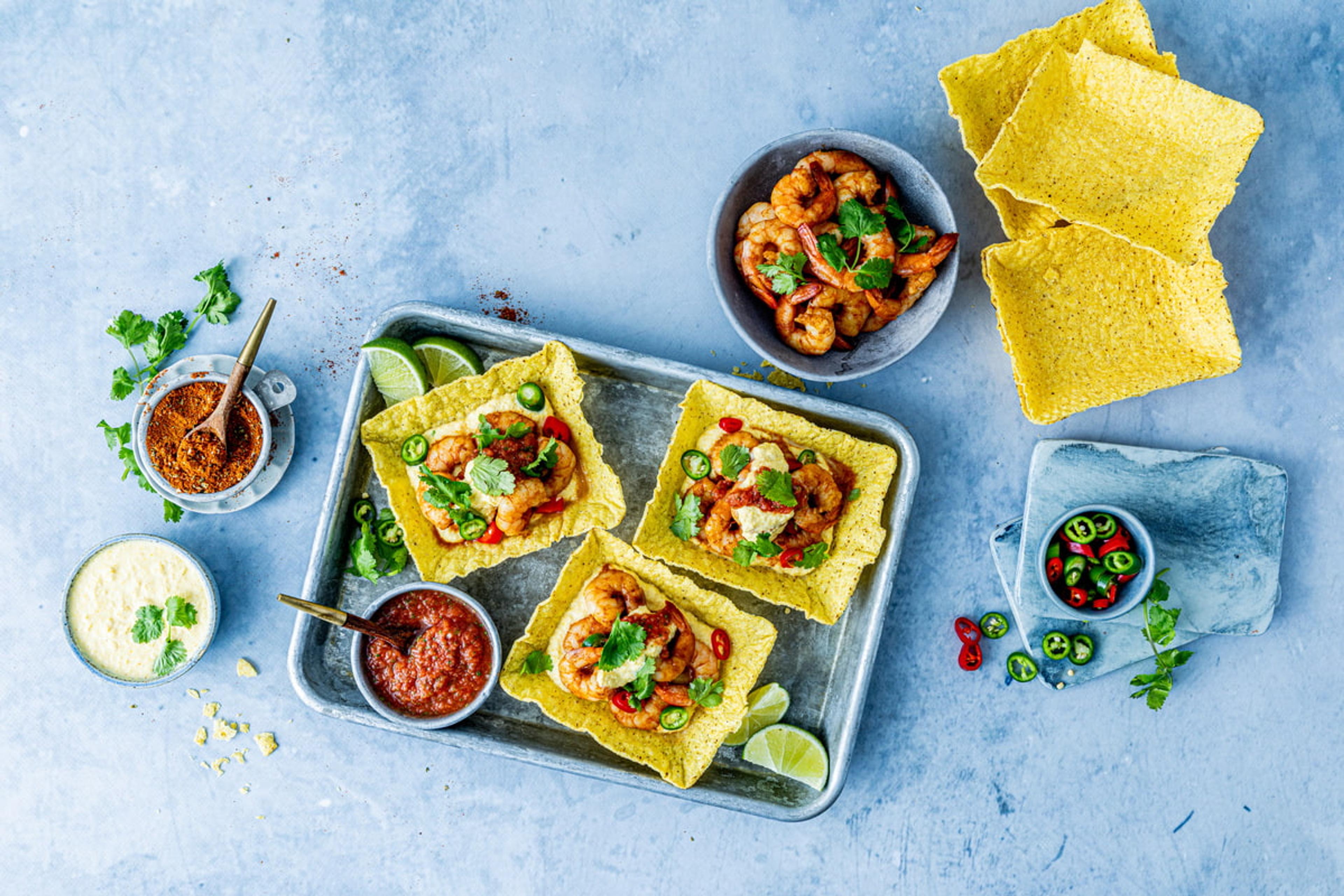 Taco med scampi