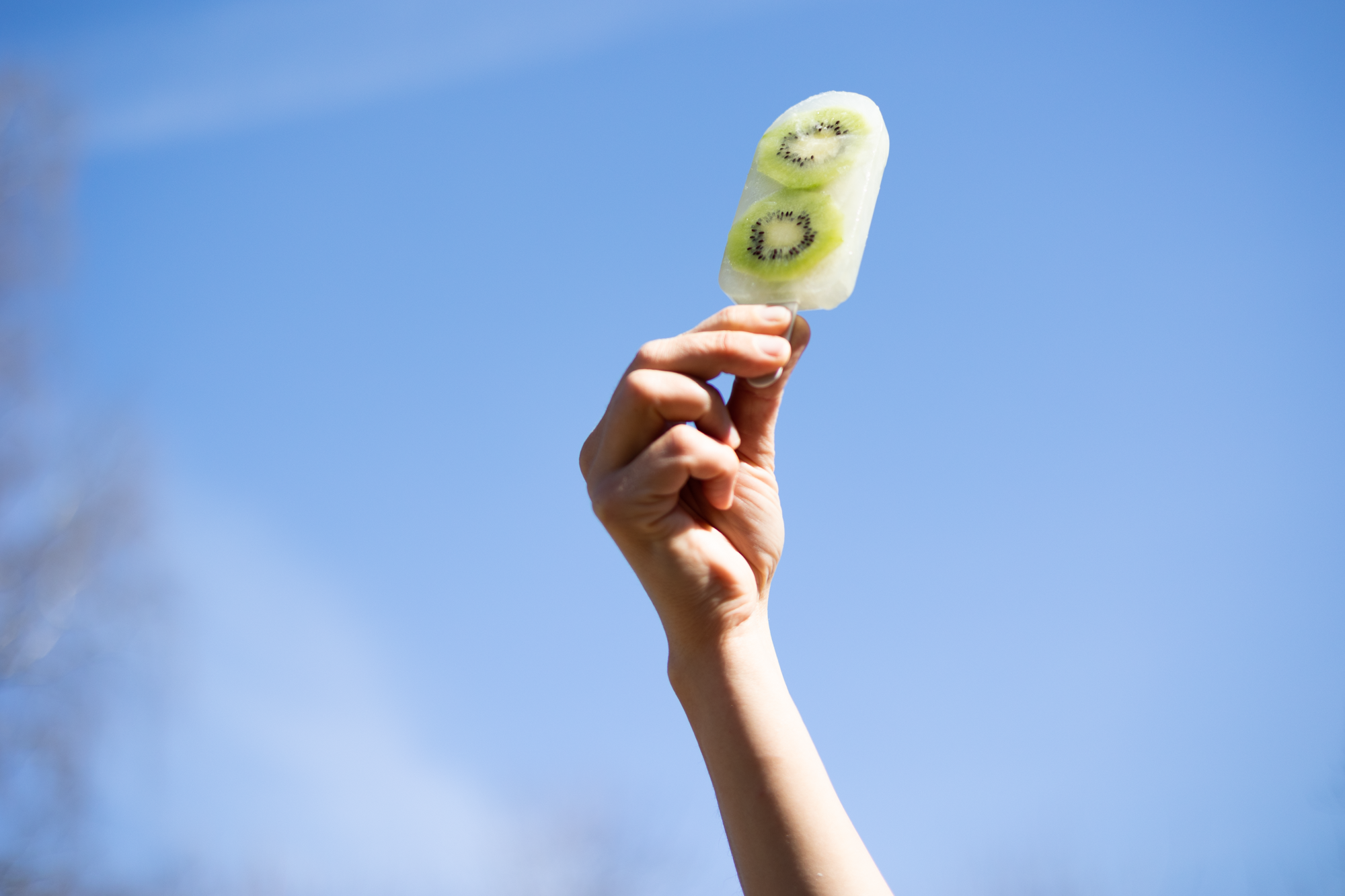 is med limonade og kiwi holdes opp i lufta