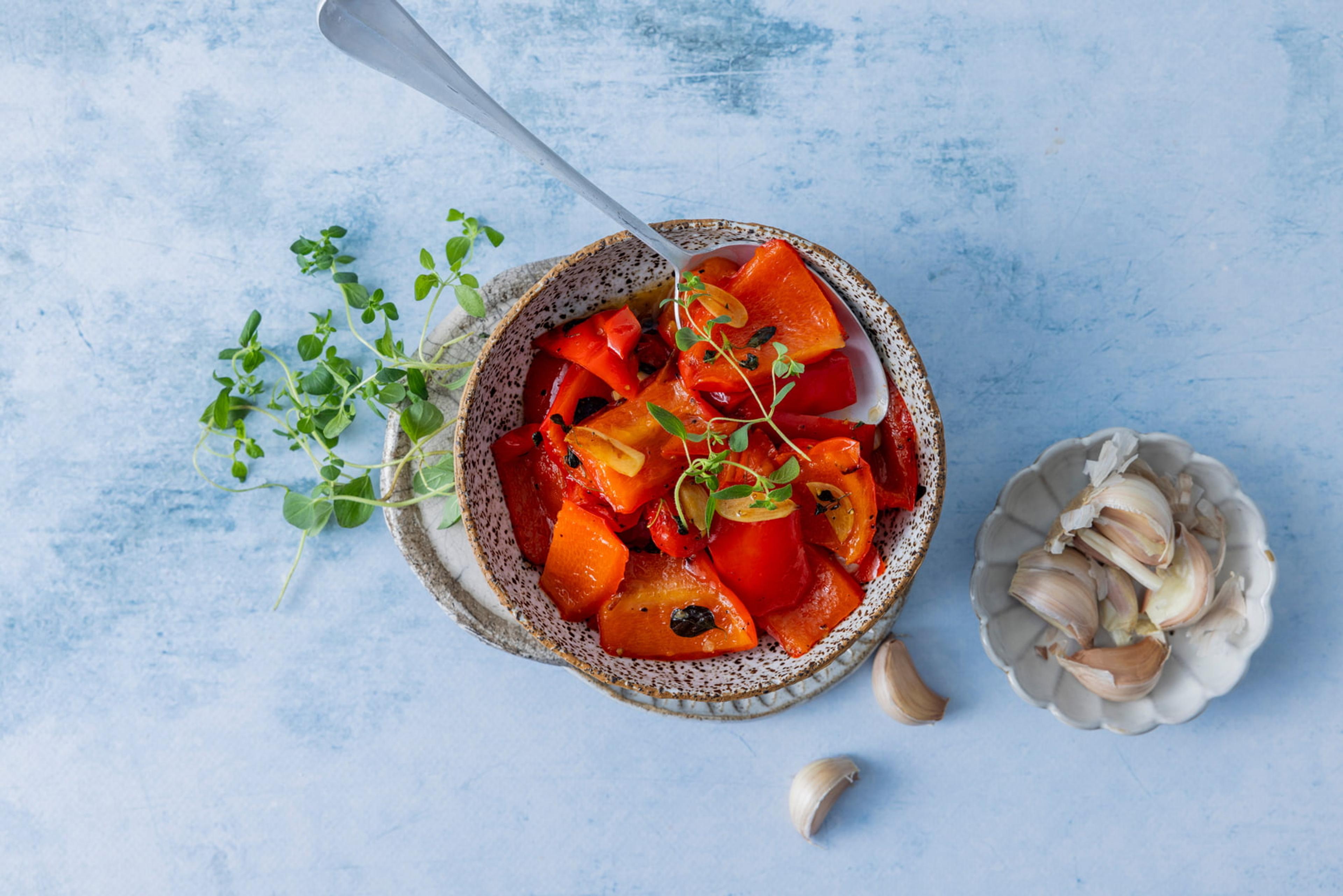 Hvitløksbakt paprika