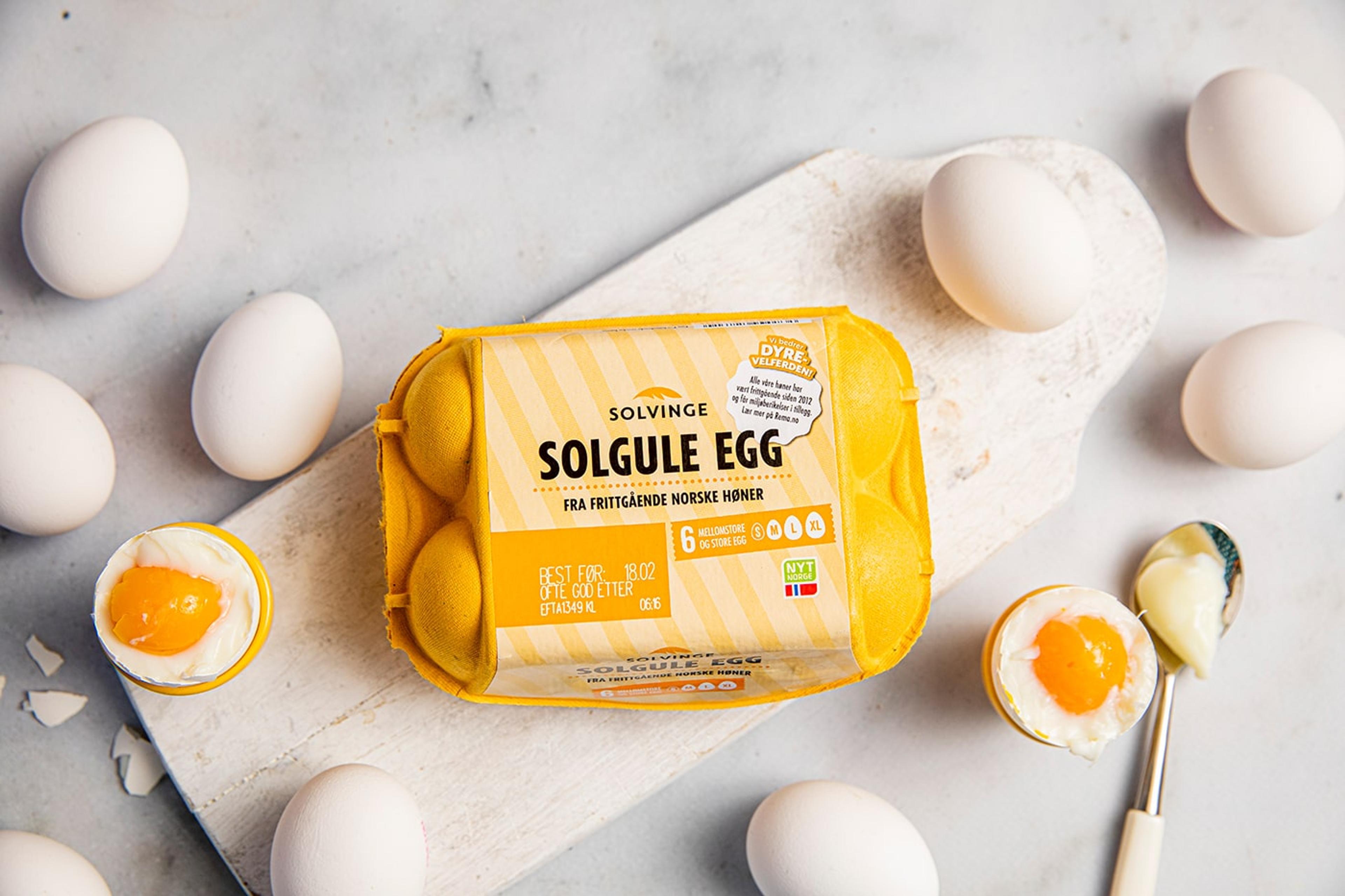 Egg fra Solvinge på et bord