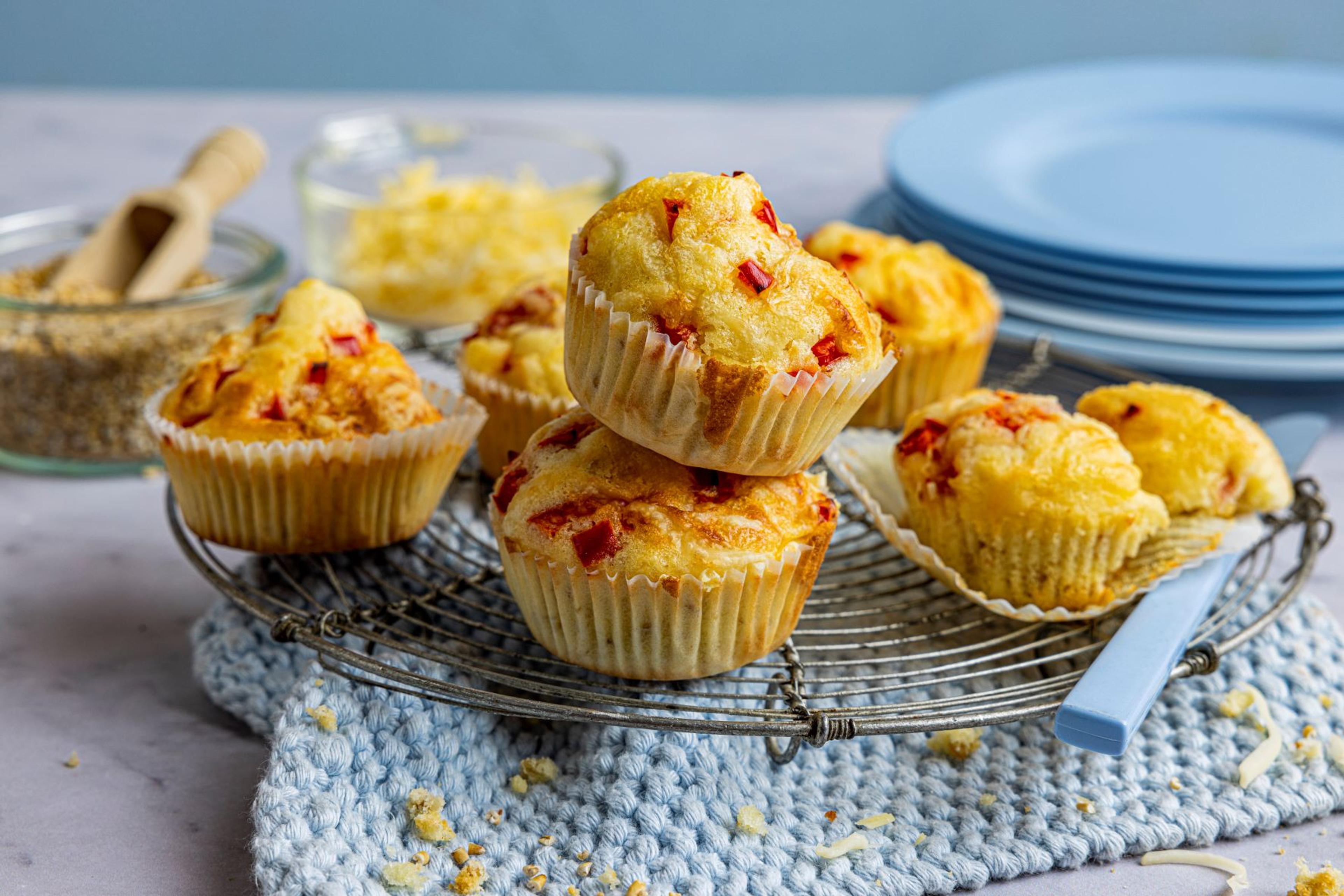 Grove sunne muffins med ost og skinke