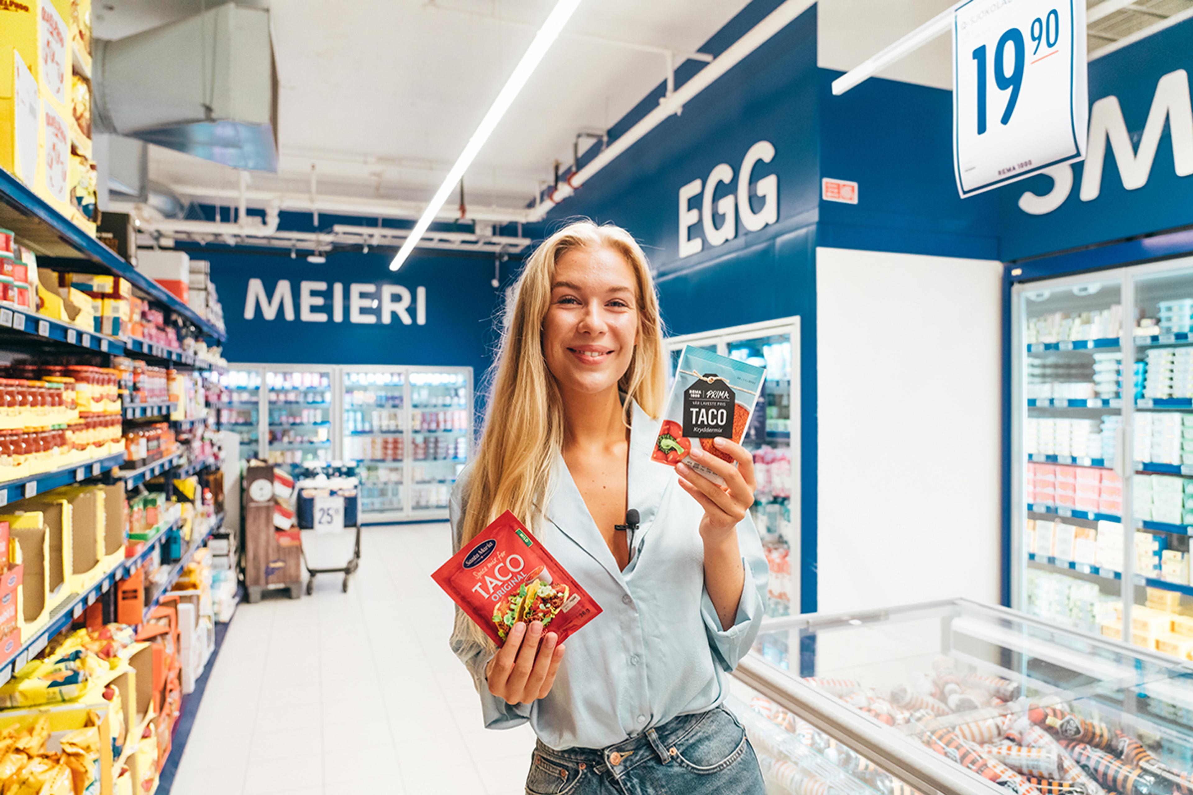 Fattig Student på handletur i en REMA 1000-butikk