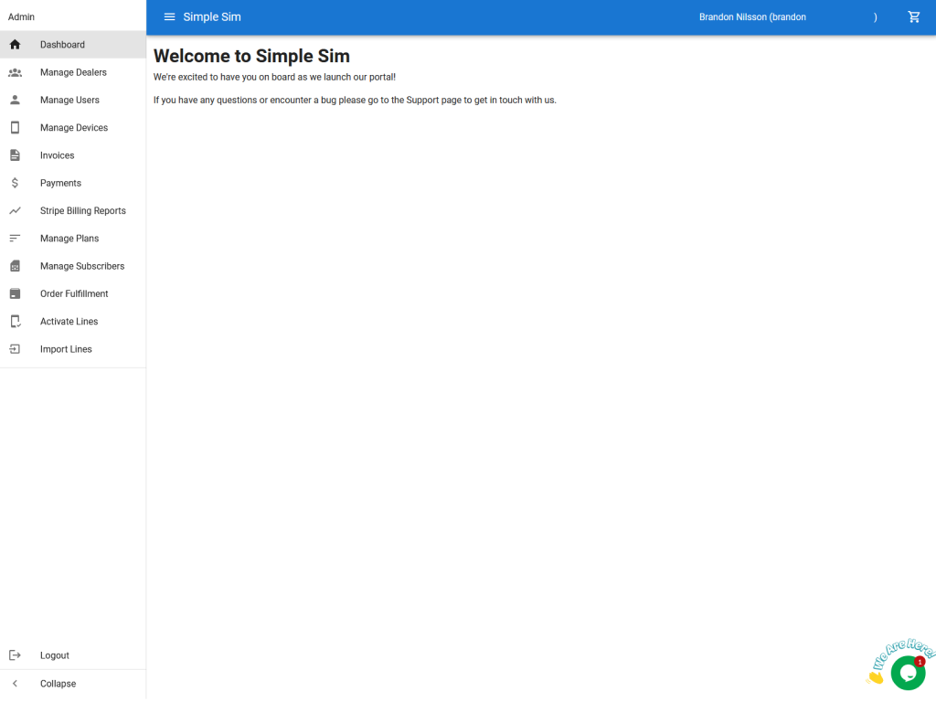 simple sim home page