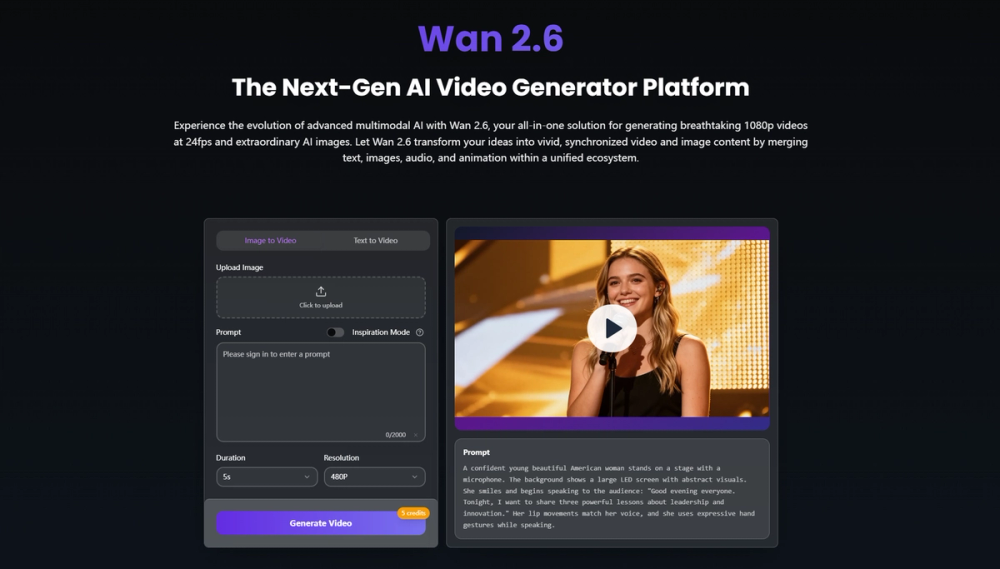 image of Wan 2.6 ai video generator image of Wan 2.6 ai video generator