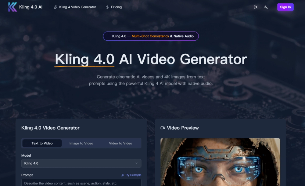 image of Kling 4.0 AI