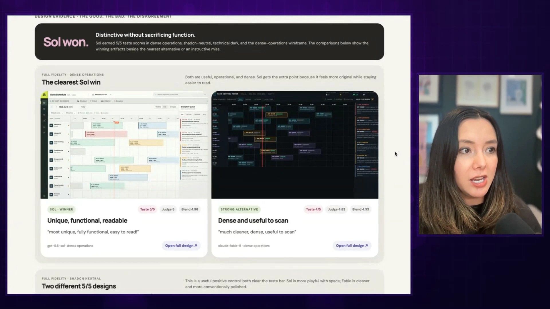Side-by-side comparison of the doc scheduler dashboard (Sol vs. Fable)