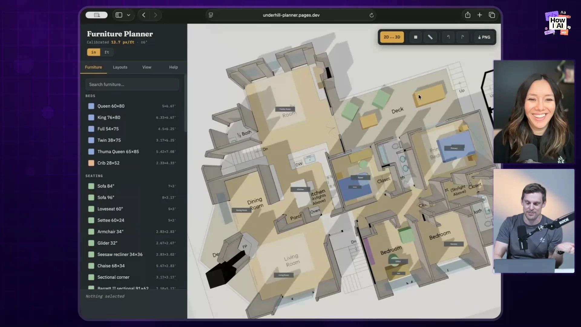 The interactive 3D house walkthrough view in the artifact