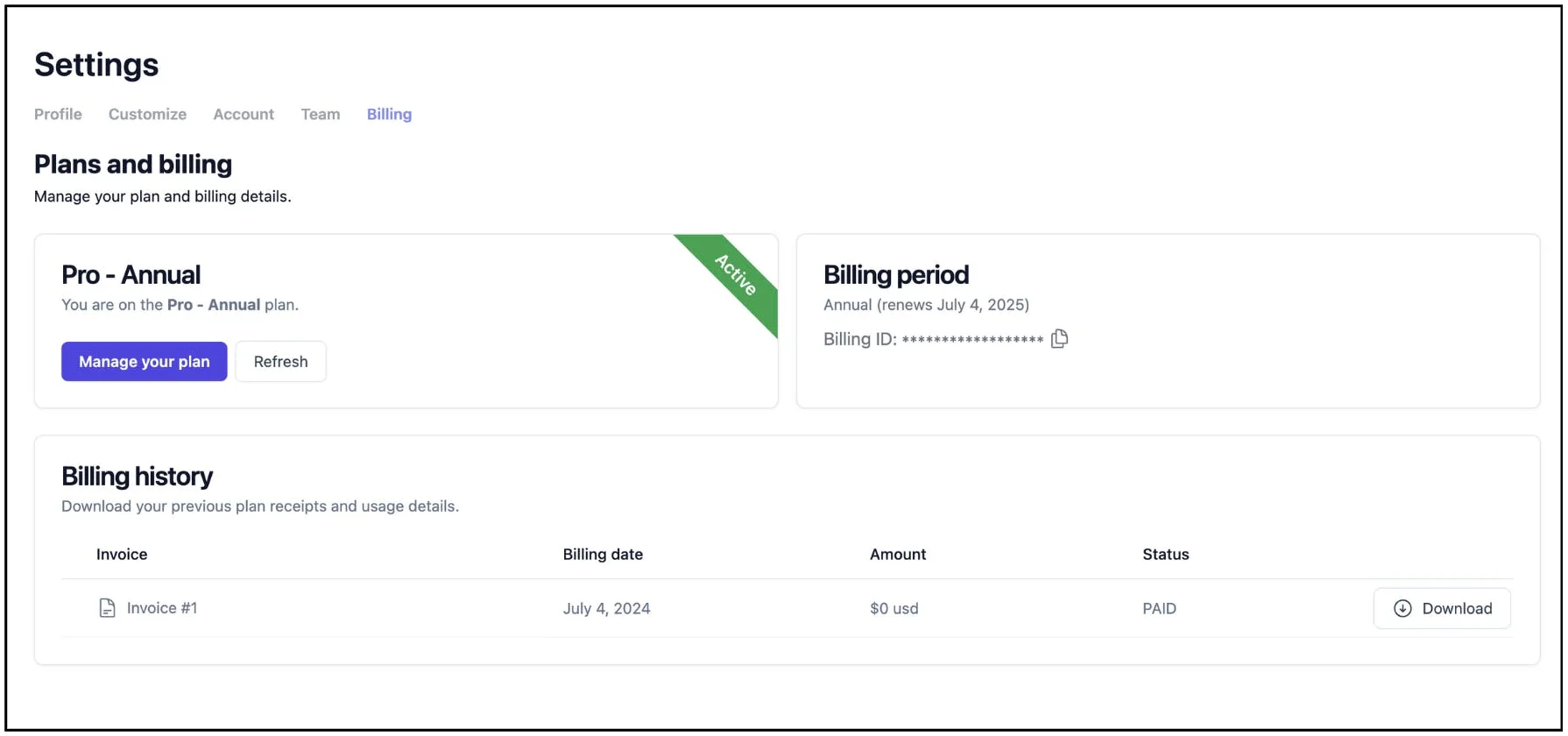 New Billing Page