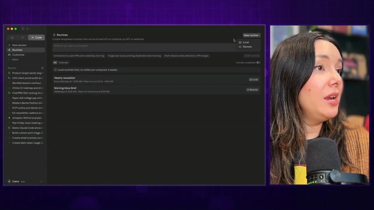 Claude Code 'Create Routine' interface
