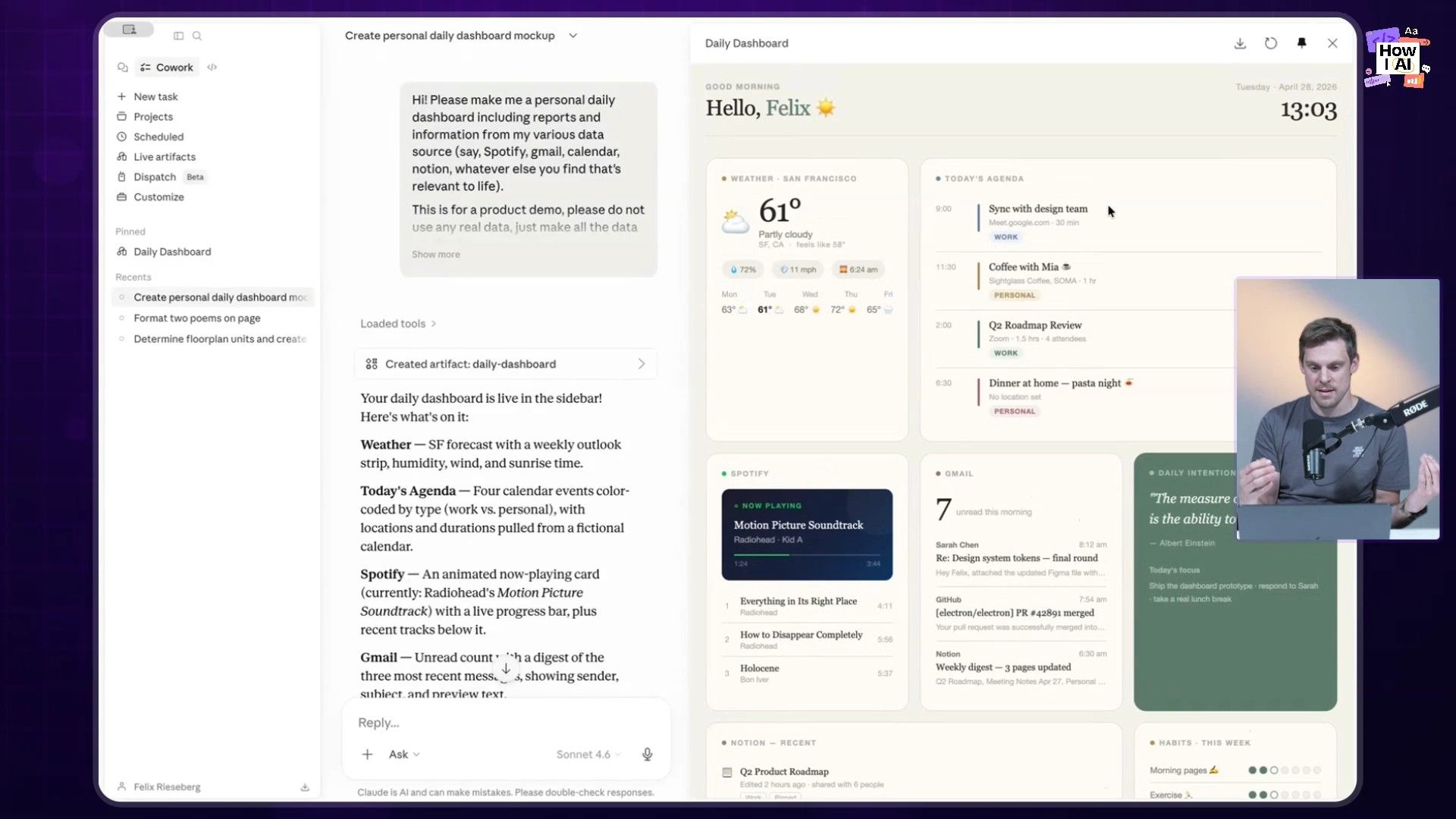 The personal daily dashboard Live Artifact