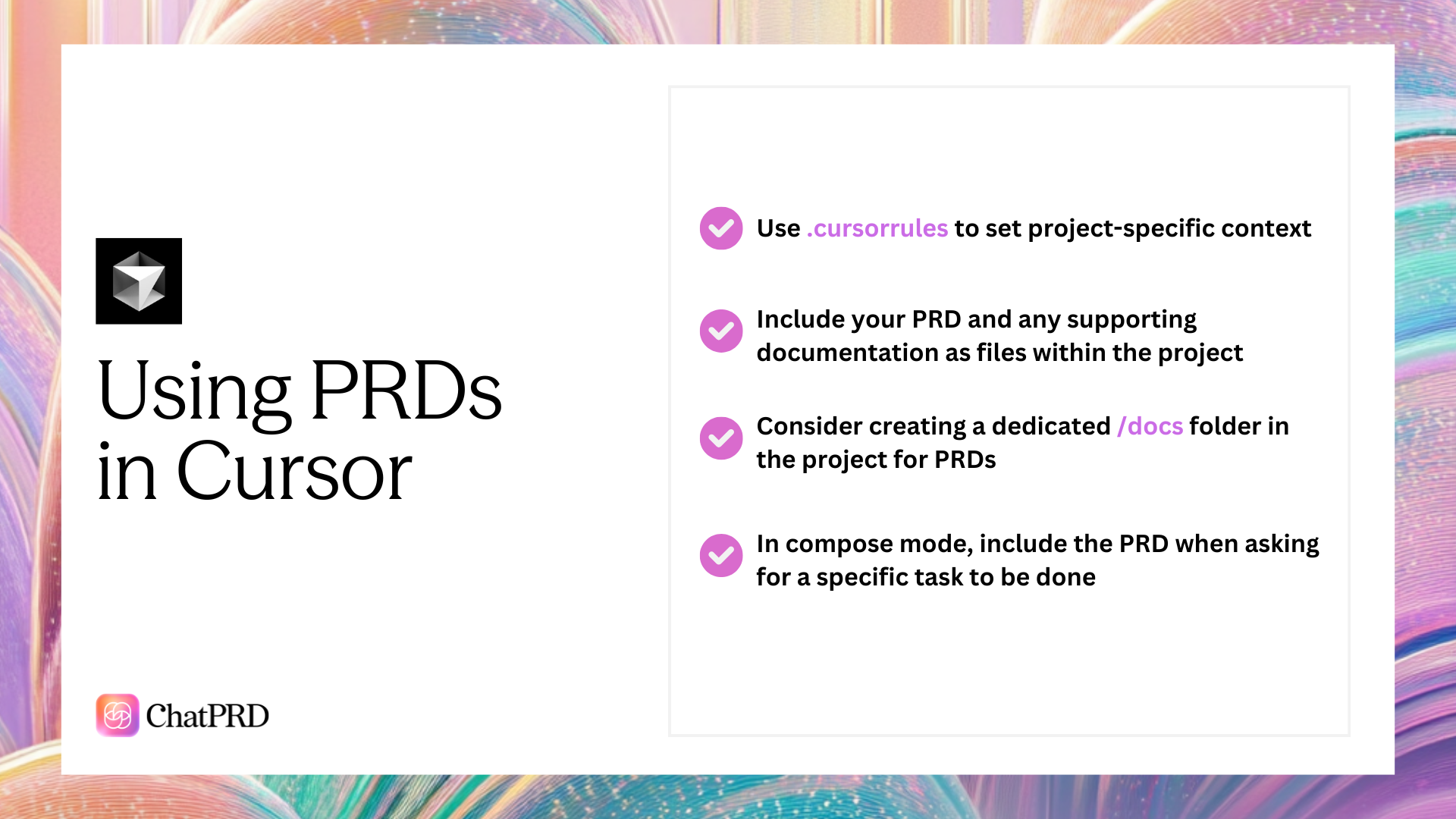 Tips for using PRDs in Cursor