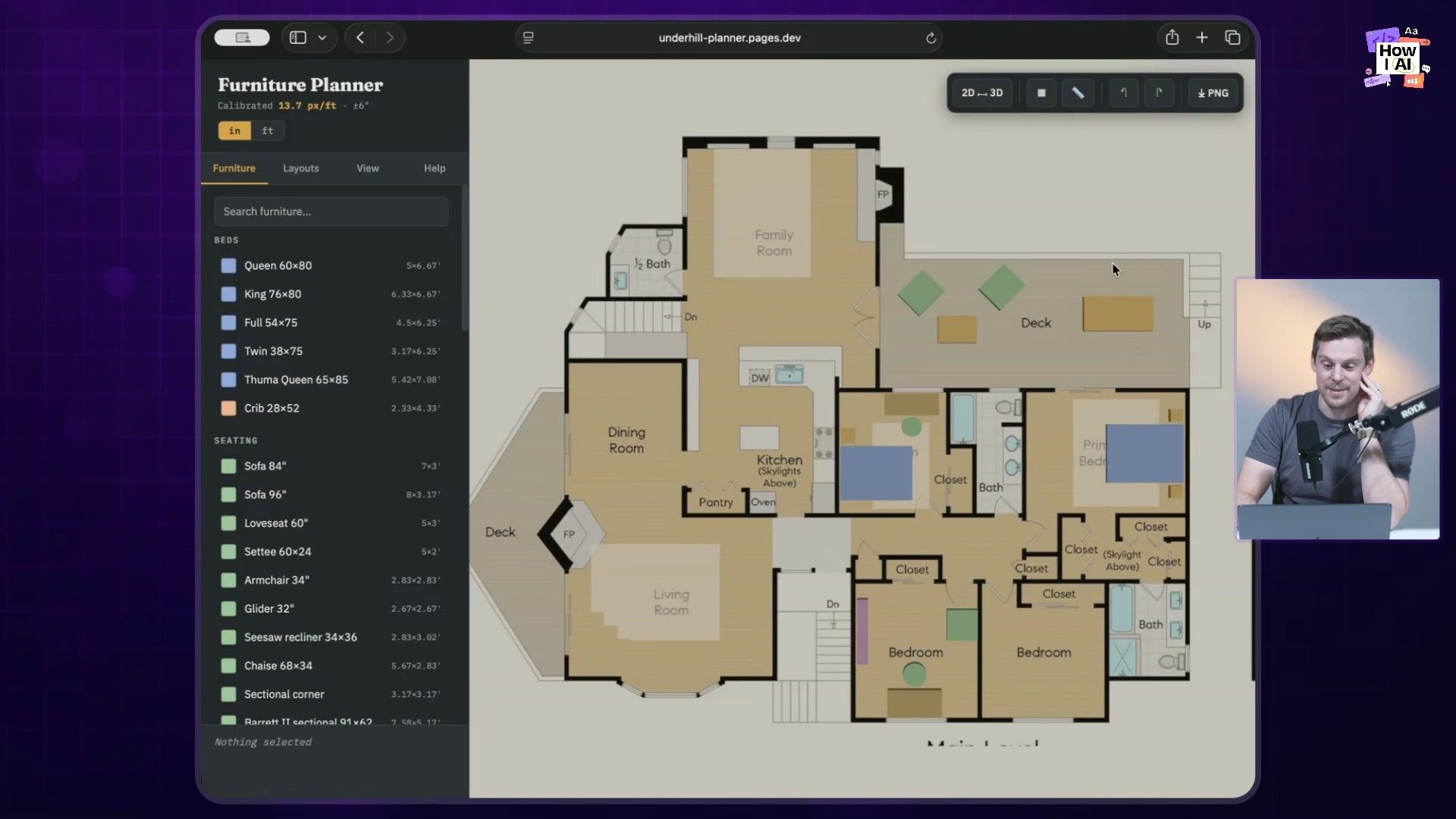 The interactive 2D furniture planner artifact