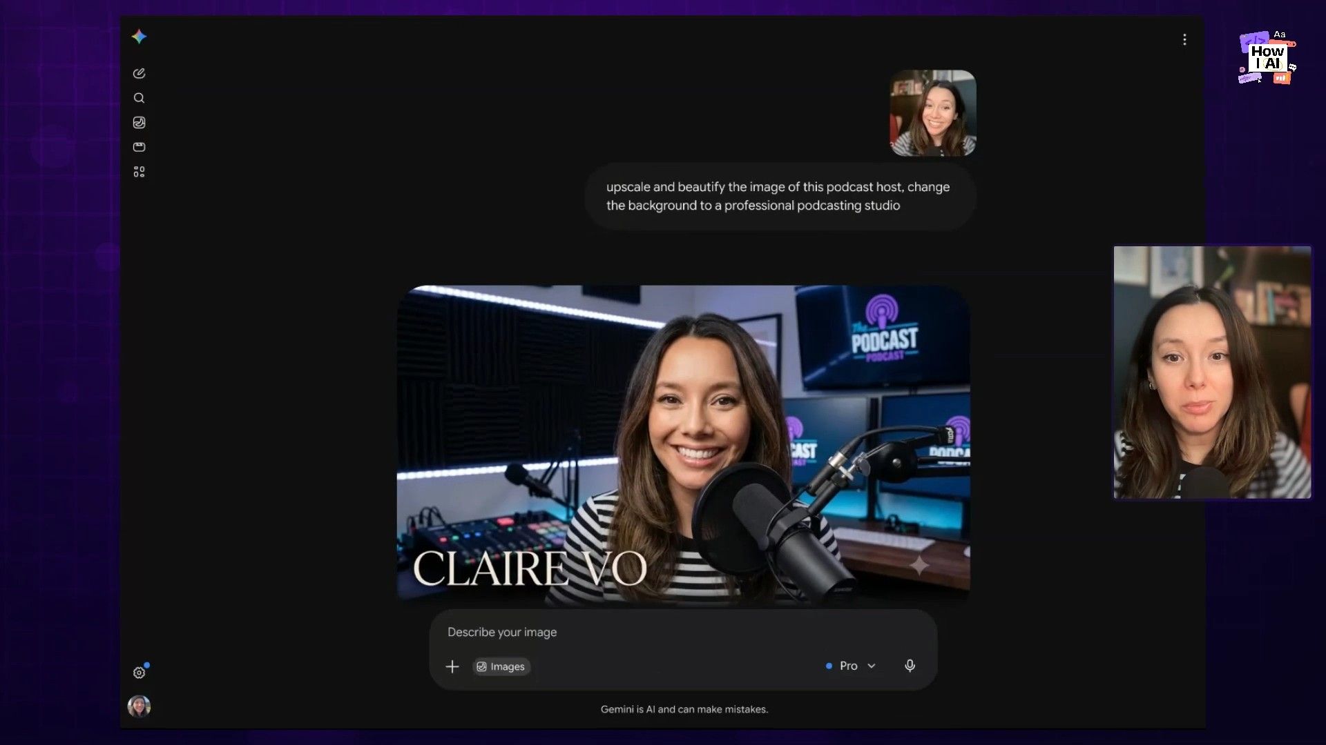 The horrifying, not-Claire image generated by Gemini, side-by-side with the original if possible