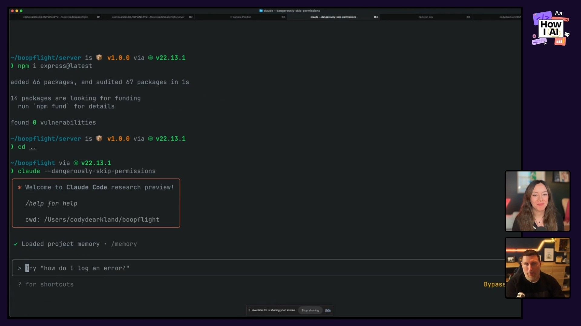 A technical demonstration of initializing a Node.js project using `npm` in a terminal, alongside a `package.json` file, with a strategic tip: 'Use multiple AI coding assistants simultaneously to build different components'.