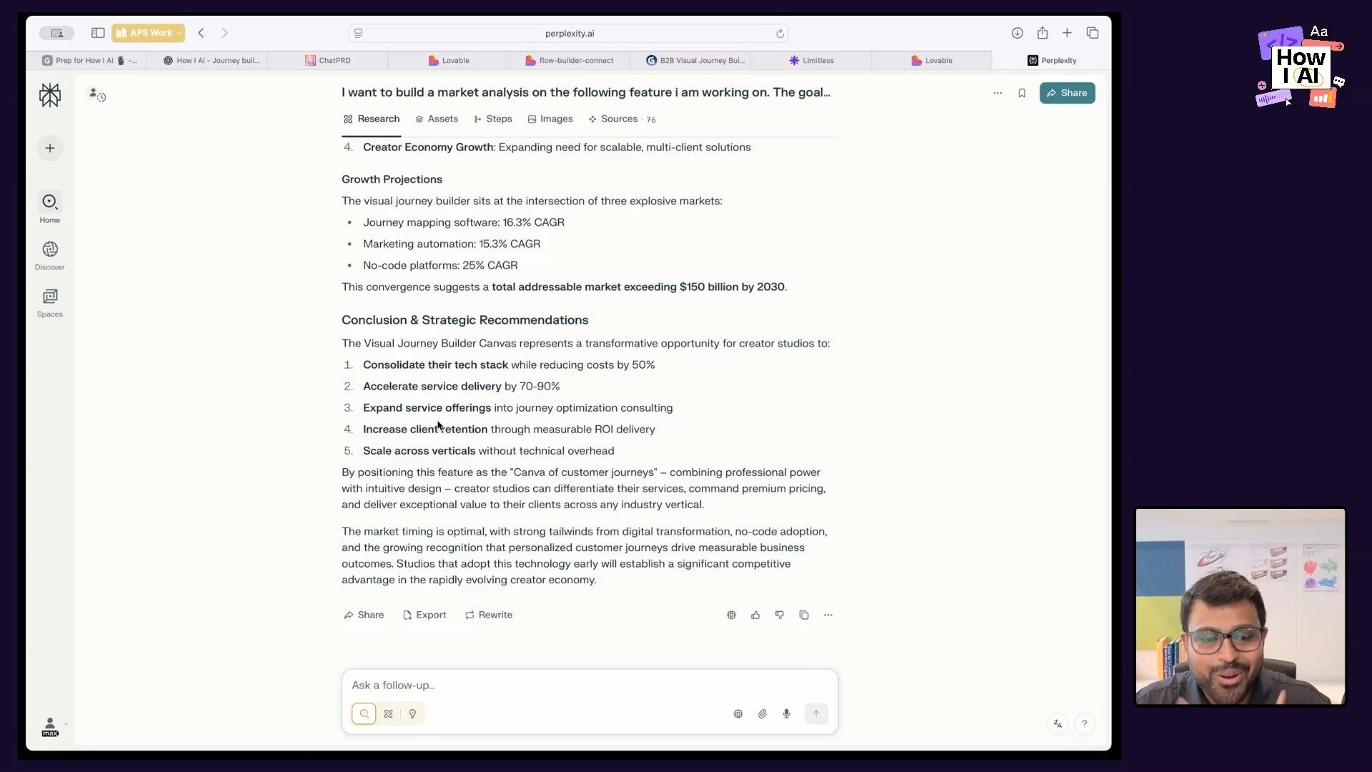 Market analysis reveals a $150B+ addressable market for visual journey builder software by 2030. Key strategic recommendations for creator studios are highlighted.