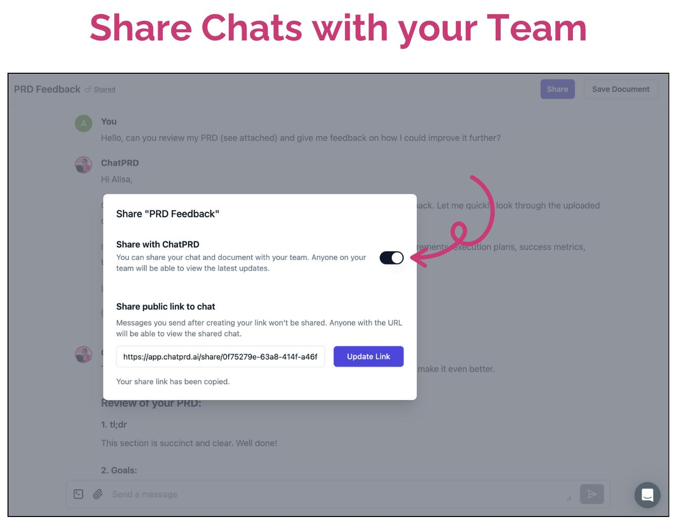 Share Chats with Team