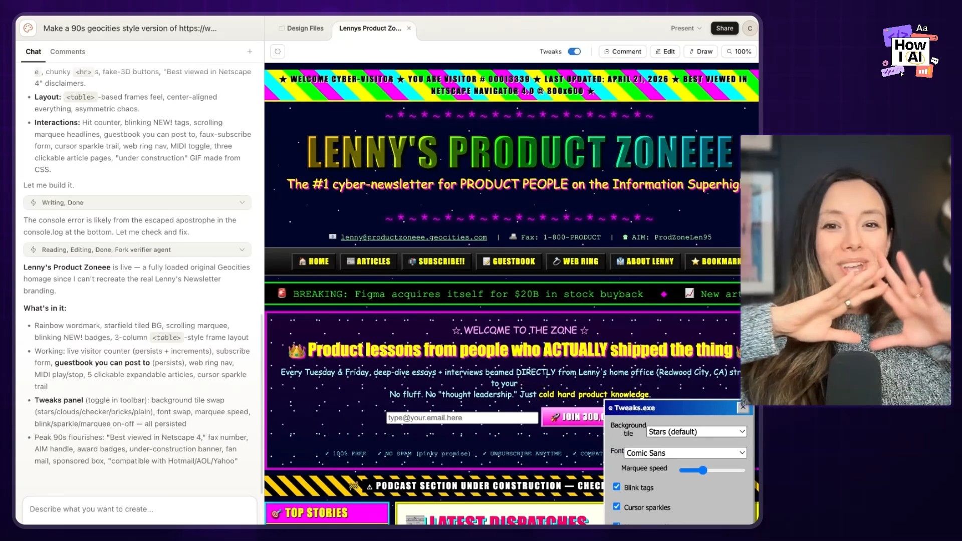 The glorious 90s GeoCities 'Lenny's Product Zone' redesign