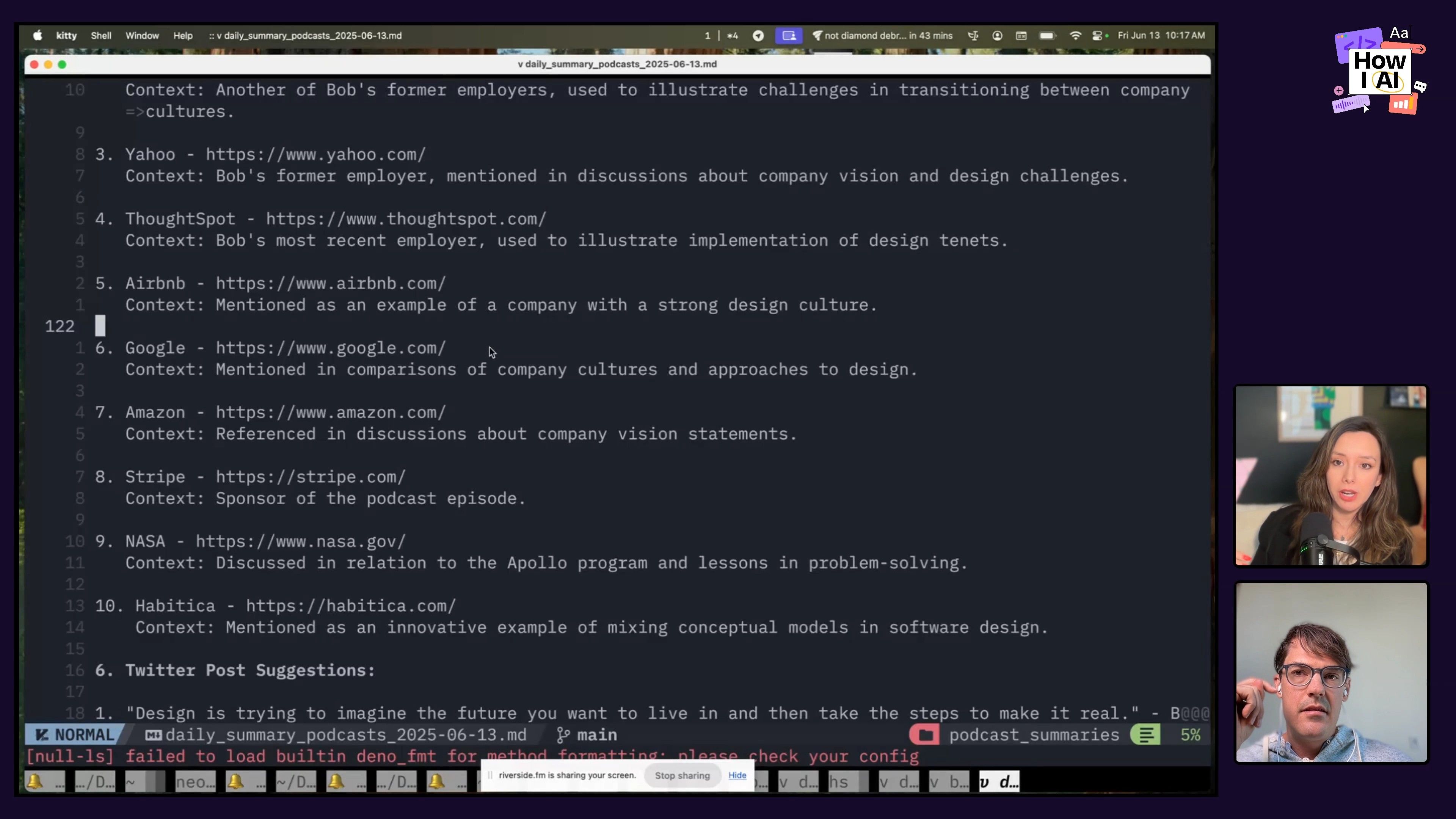 Extracting company mentions from podcast via AI