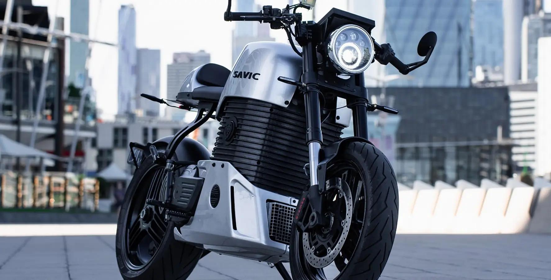Cafe racer bike parked on an angle in Melbourne CBD
