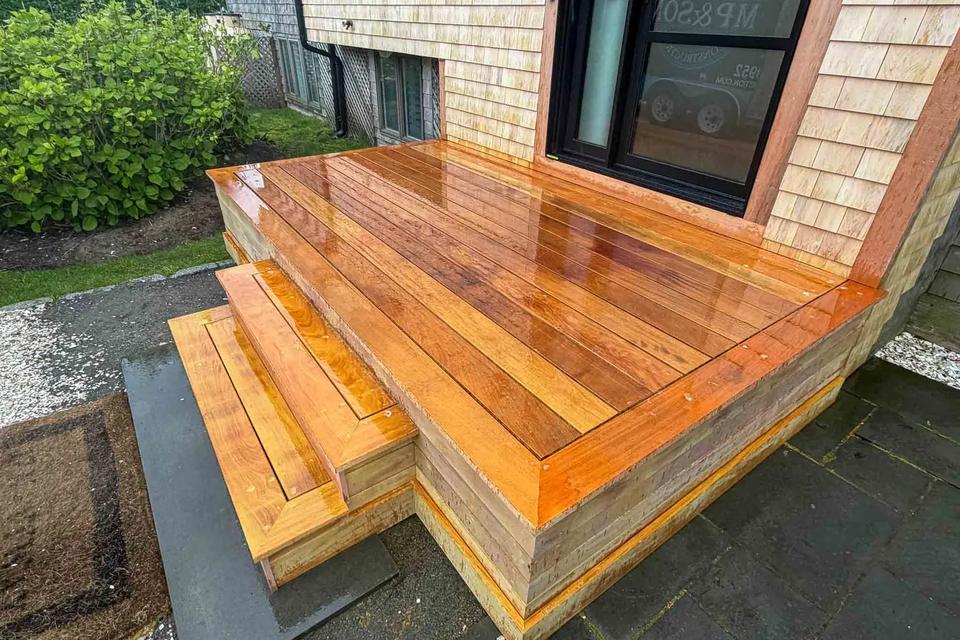 Fresh-oiled Garapa landing and steps