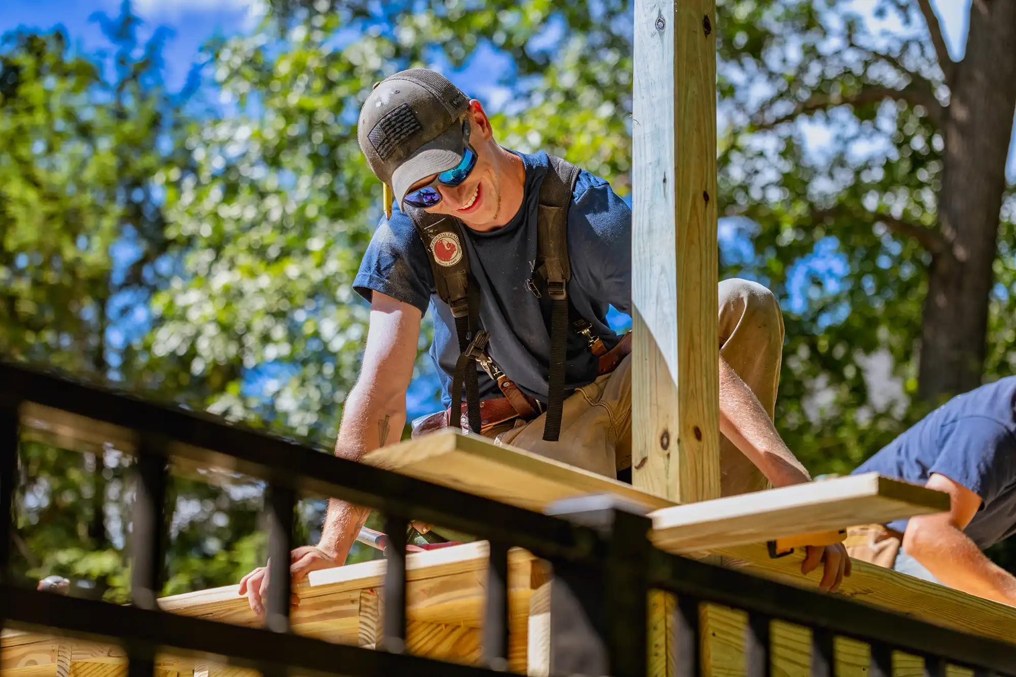 The MP & Son crew framing a new deck on site