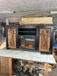 Farm house tv slider with heater