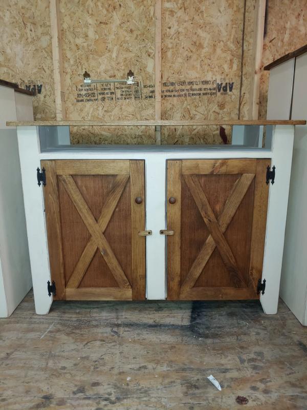 Barn Door Cabinet with Open Cubbies