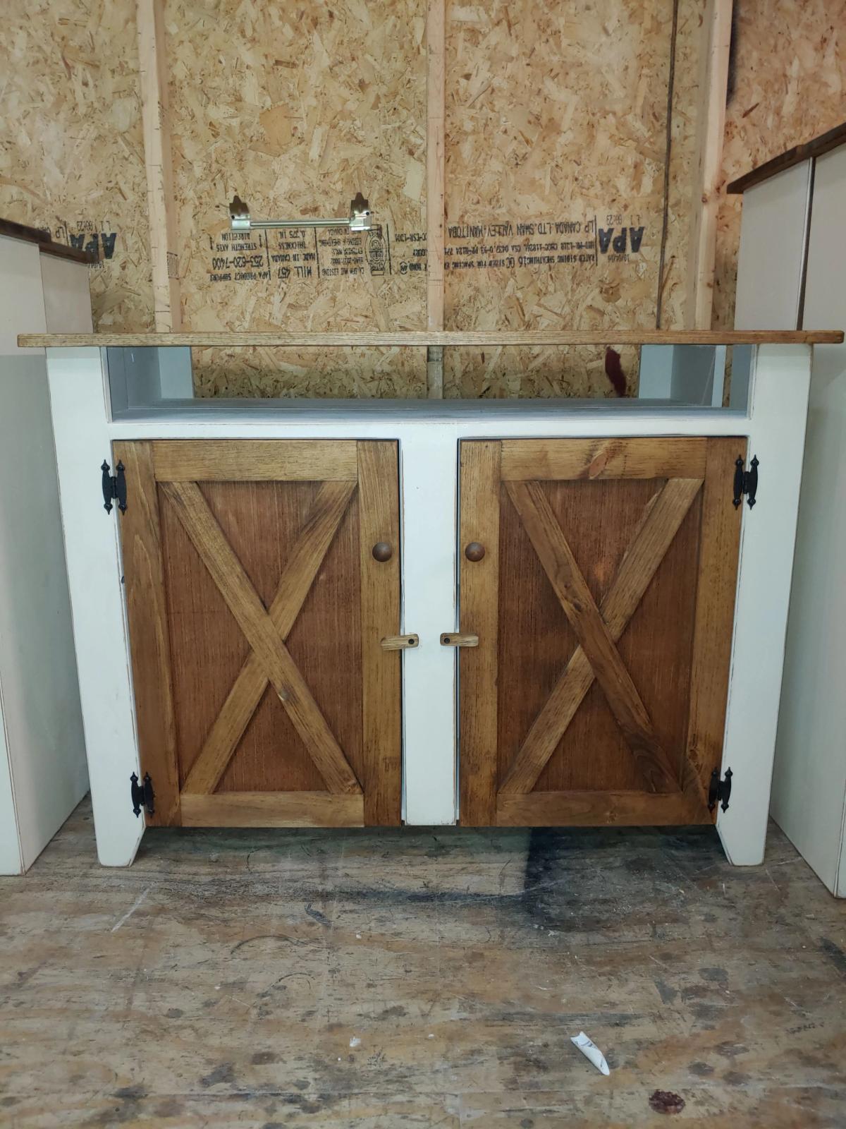 Barn Door Cabinet with Open Cubbies