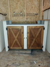 Barn Door Cabinet with Open Cubbies