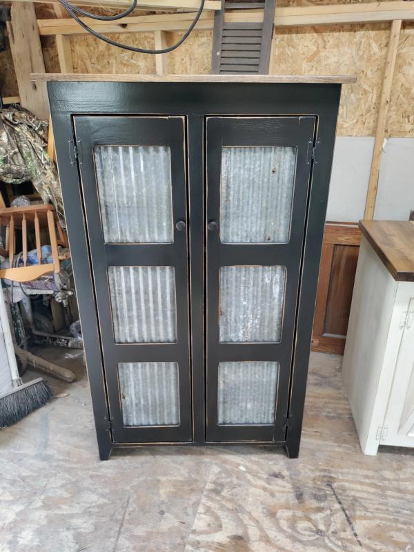 Black Corrugated Tin Cabinet