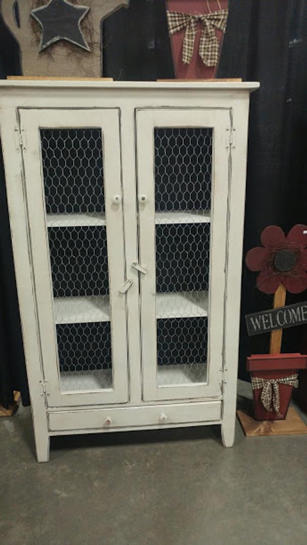 Double Chicken Wire Cabinet